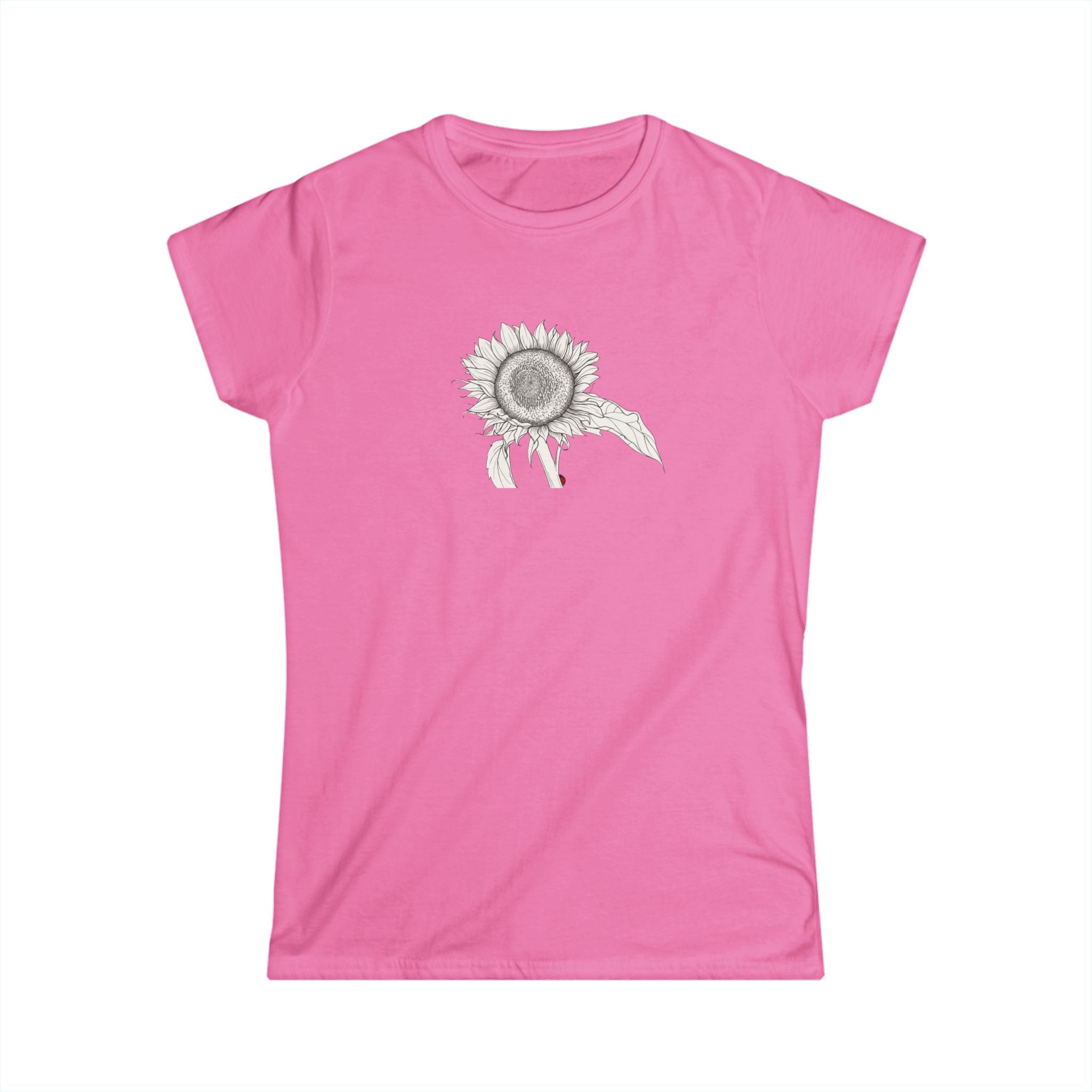 Sunflower Line Art Tee — Minimal Floral Women's T-Shirt