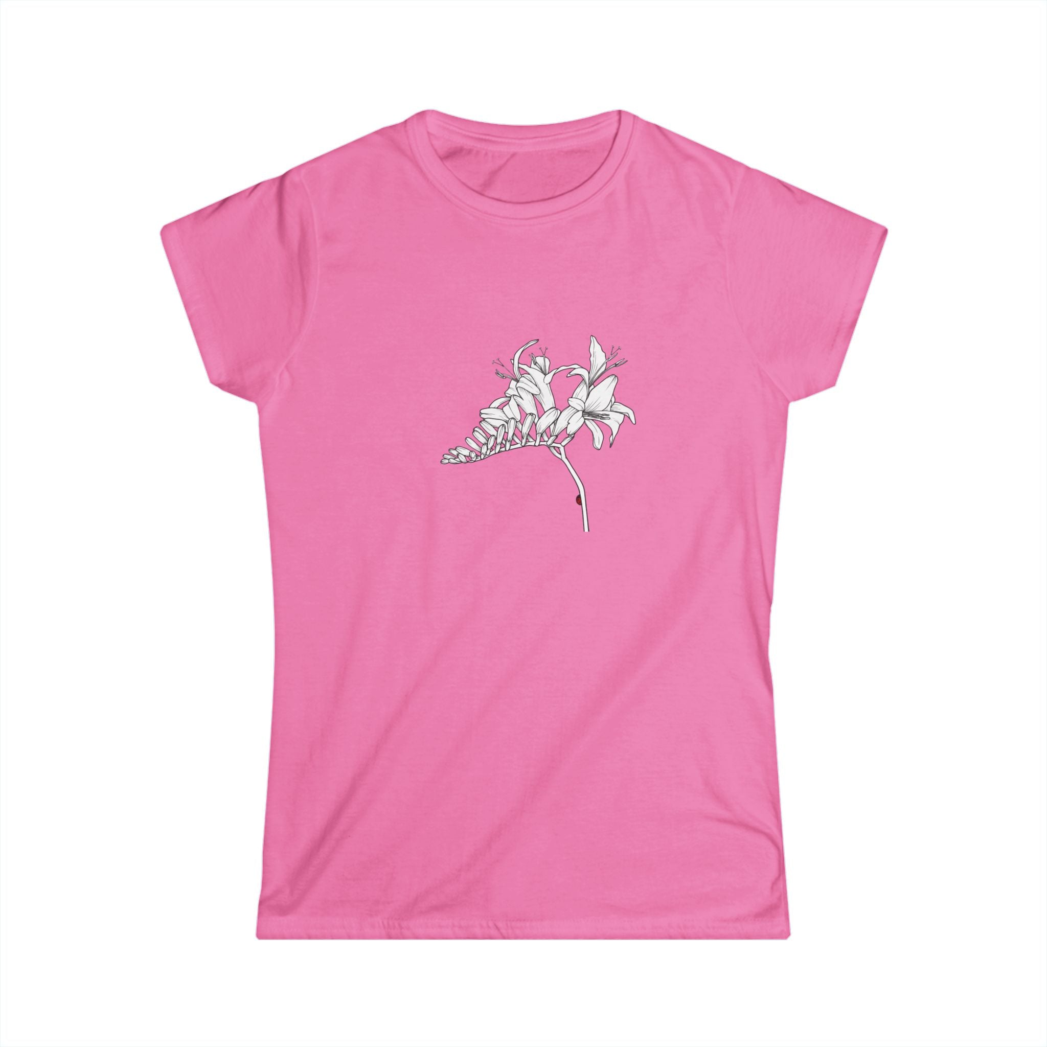Lucifer Flower Line Art Tee — Minimal Floral Women's T-Shirt