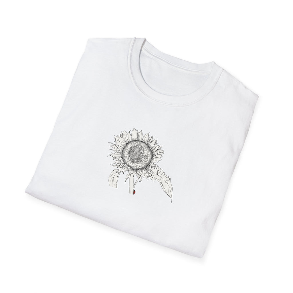 Sunflower Sketch Unisex T‑Shirt — Minimalist Floral Line Art Tee