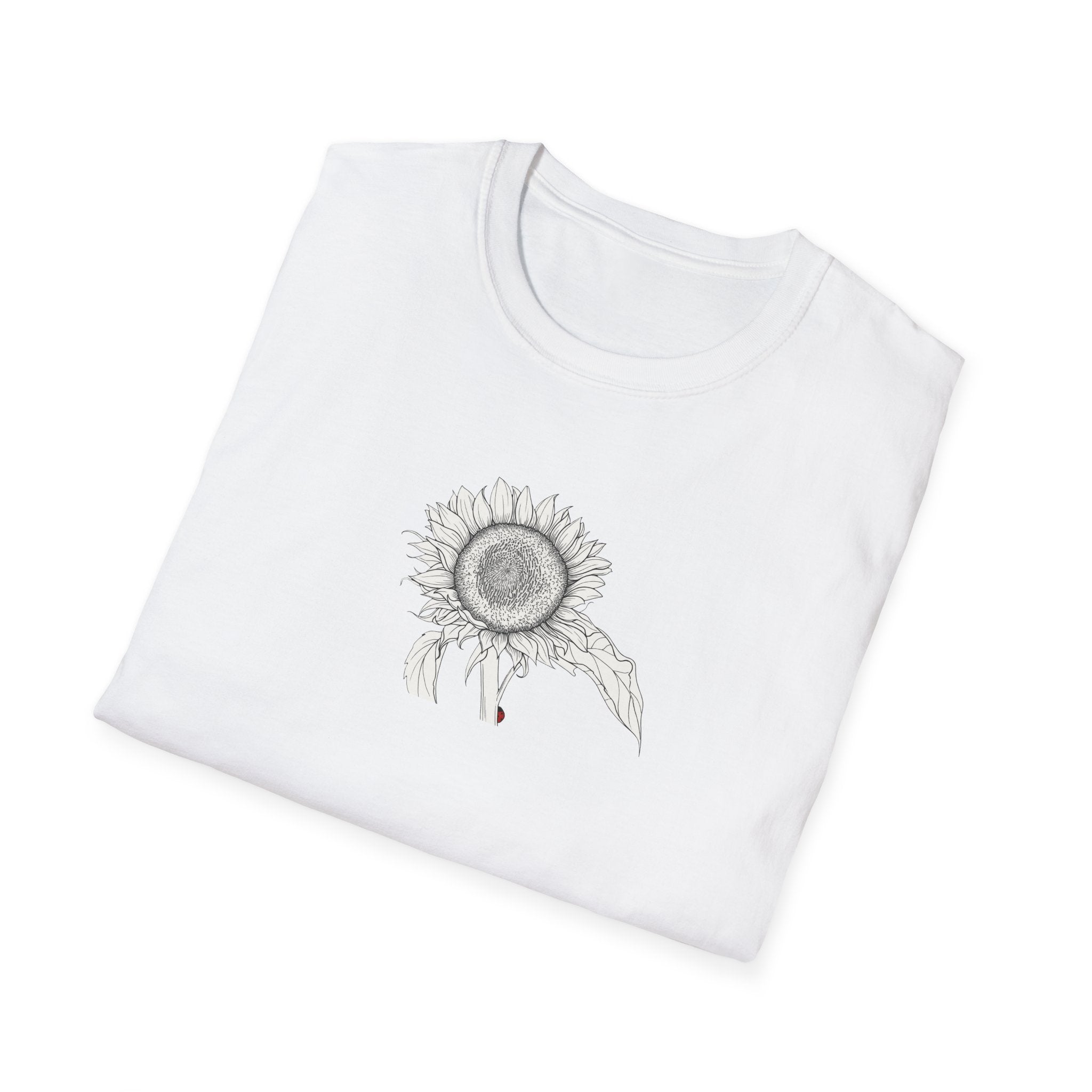 Sunflower Sketch Unisex T‑Shirt — Minimalist Floral Line Art Tee