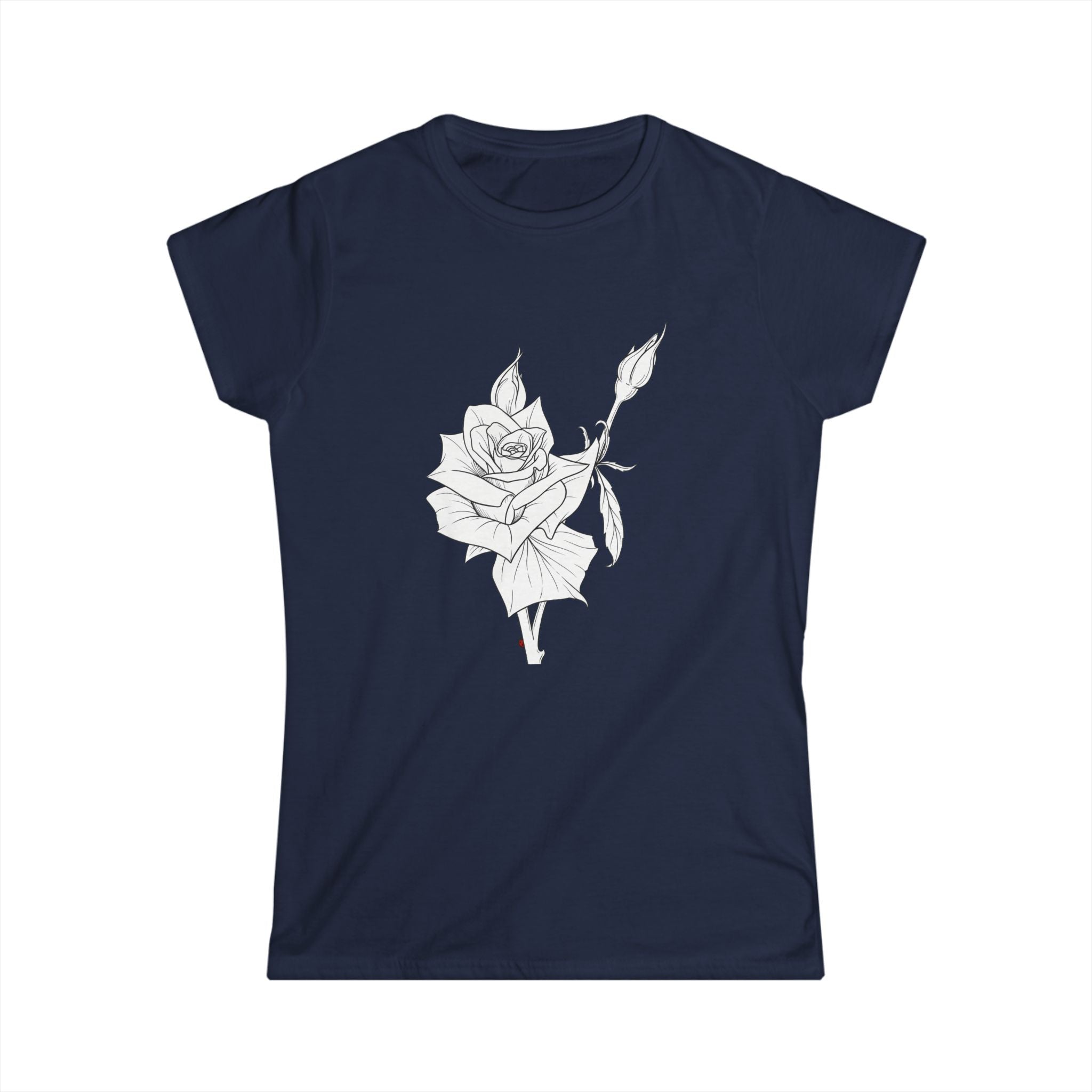Rose Line Art Tee — Minimal Floral Women's T-Shirt
