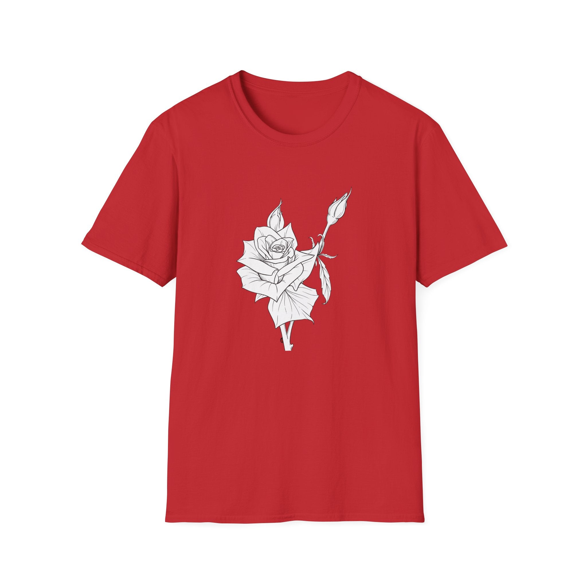 Rose Sketch Unisex T‑Shirt — Minimalist Floral Line Art Tee