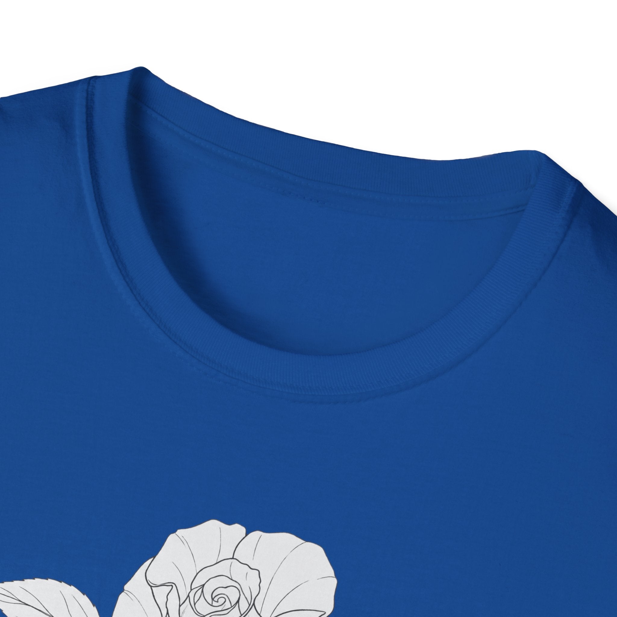 Rose with leaves Sketch Unisex T‑Shirt — Minimalist Floral Line Art Tee