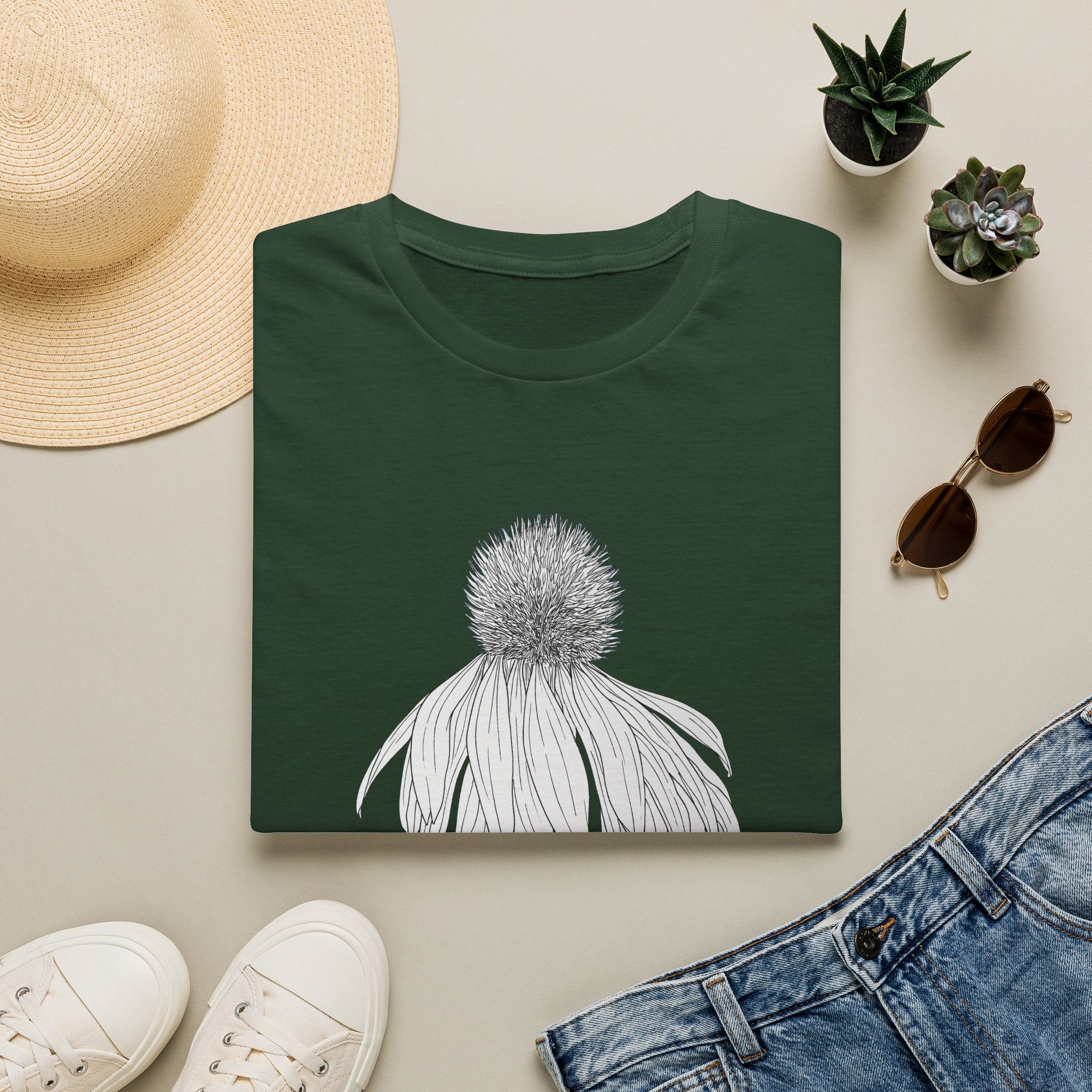Coneflower Sketch Unisex T‑Shirt — Minimalist Floral Line Art Tee