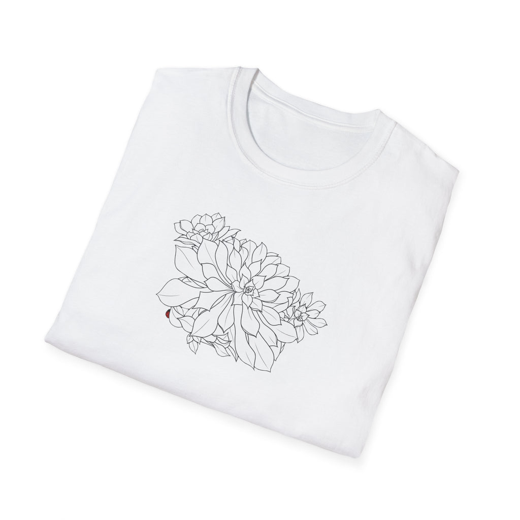 Succulent Sketch Unisex T‑Shirt — Minimalist Floral Line Art Tee