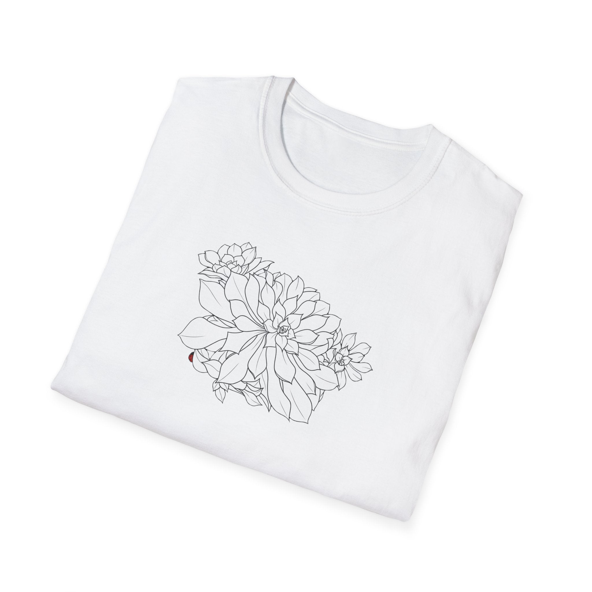 Succulent Sketch Unisex T‑Shirt — Minimalist Floral Line Art Tee
