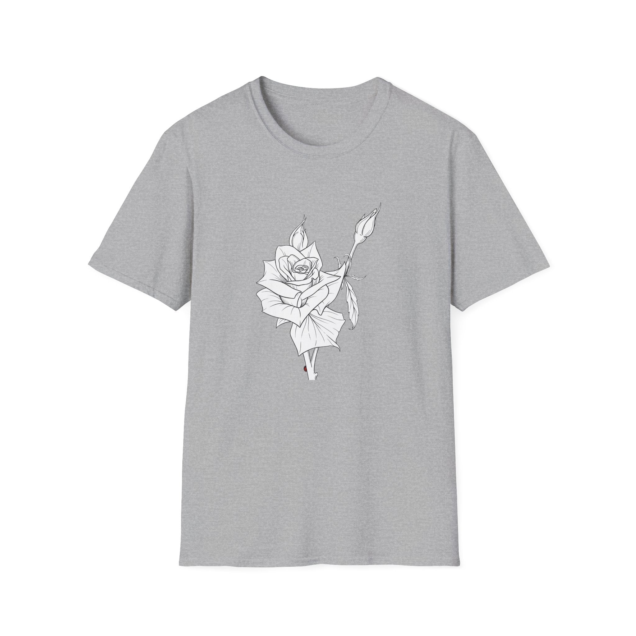 Rose Sketch Unisex T‑Shirt — Minimalist Floral Line Art Tee