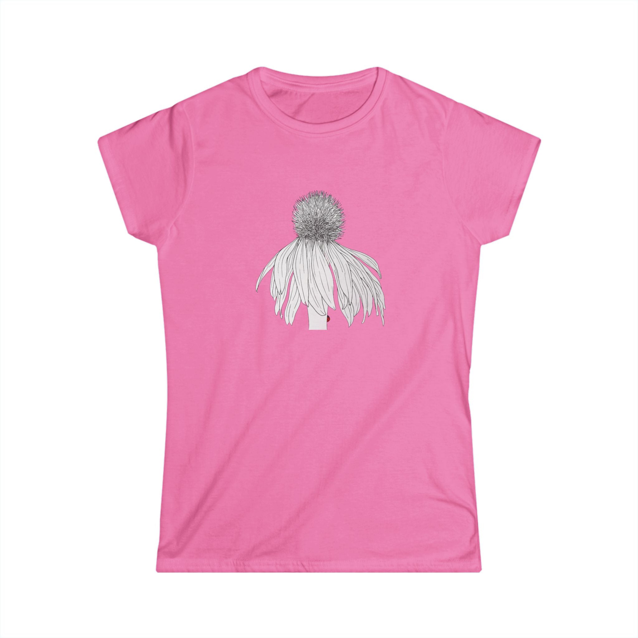 Coneflower Line Art Tee — Minimal Floral Women's T-Shirt