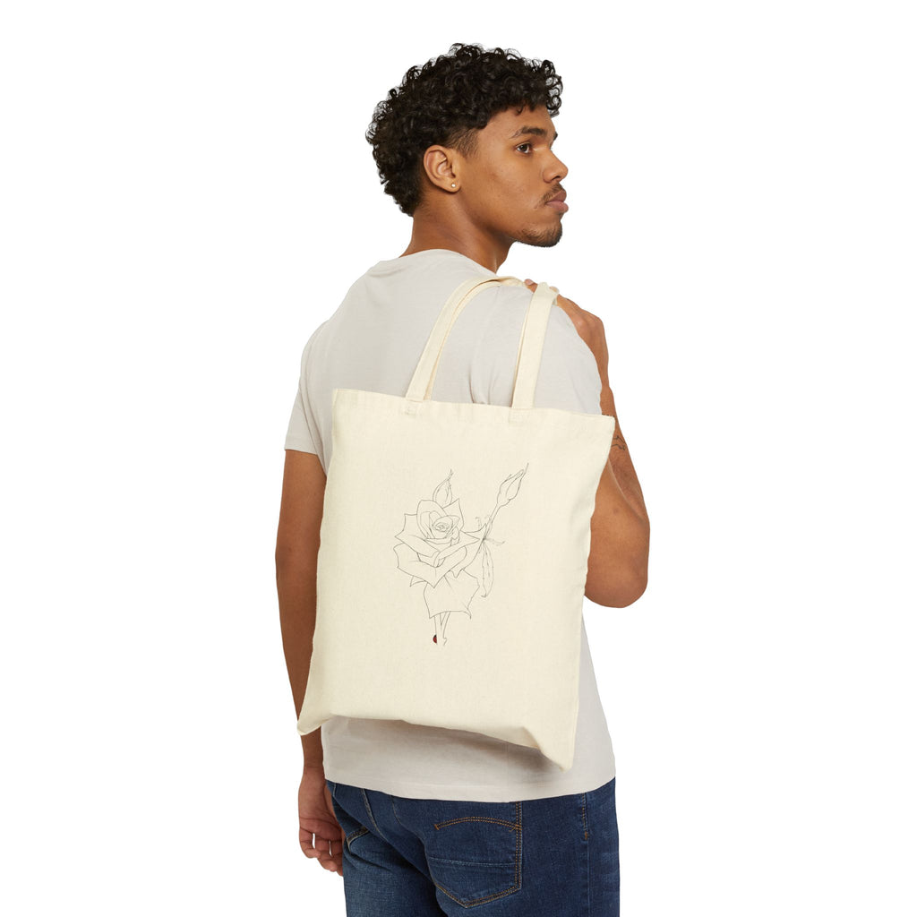 Canvas Tote Bag — Minimal Botanical Floral Sketch Tote