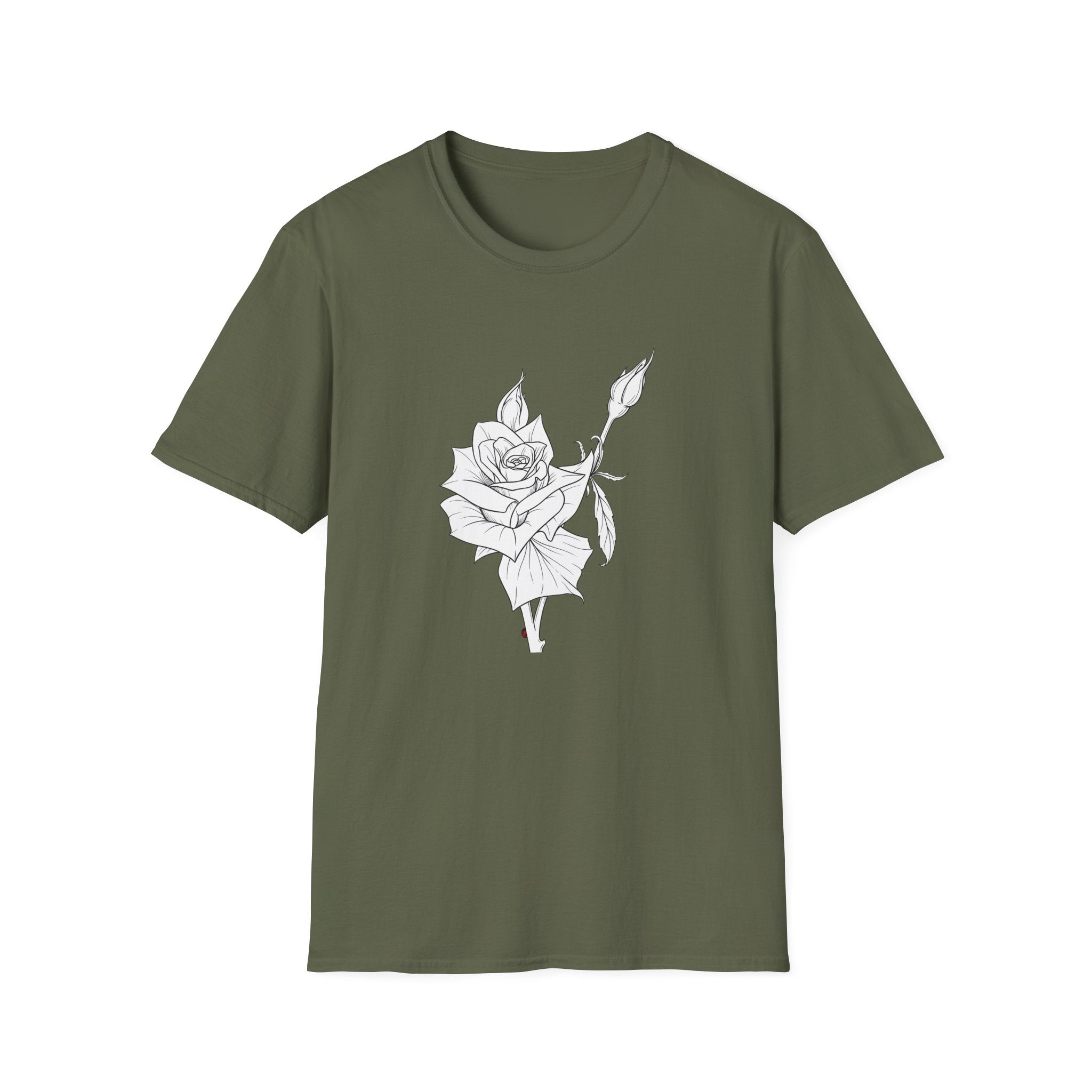 Rose Sketch Unisex T‑Shirt — Minimalist Floral Line Art Tee