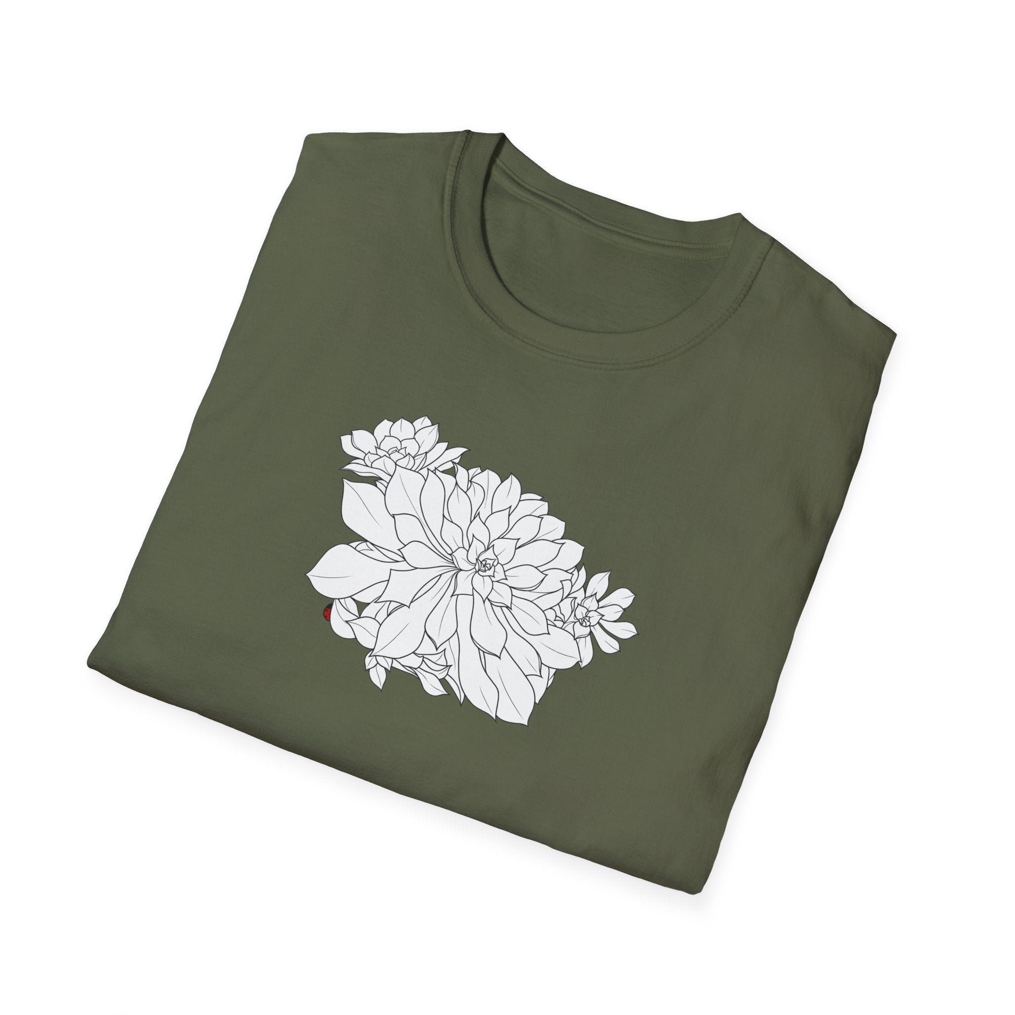 Succulent Sketch Unisex T‑Shirt — Minimalist Floral Line Art Tee