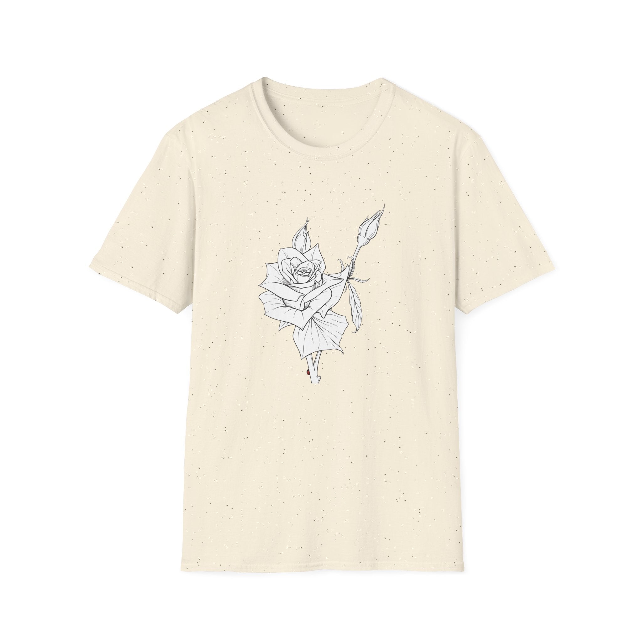 Rose Sketch Unisex T‑Shirt — Minimalist Floral Line Art Tee