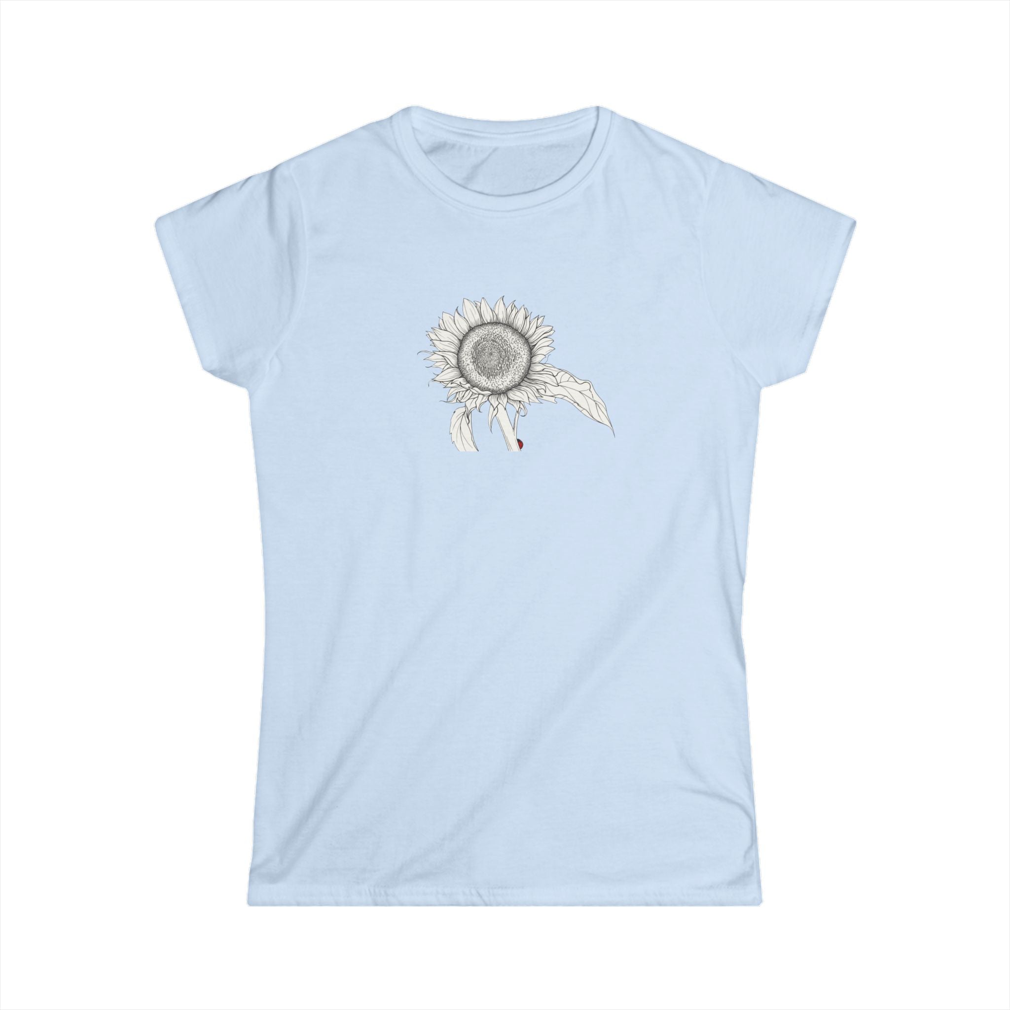 Sunflower Line Art Tee — Minimal Floral Women's T-Shirt