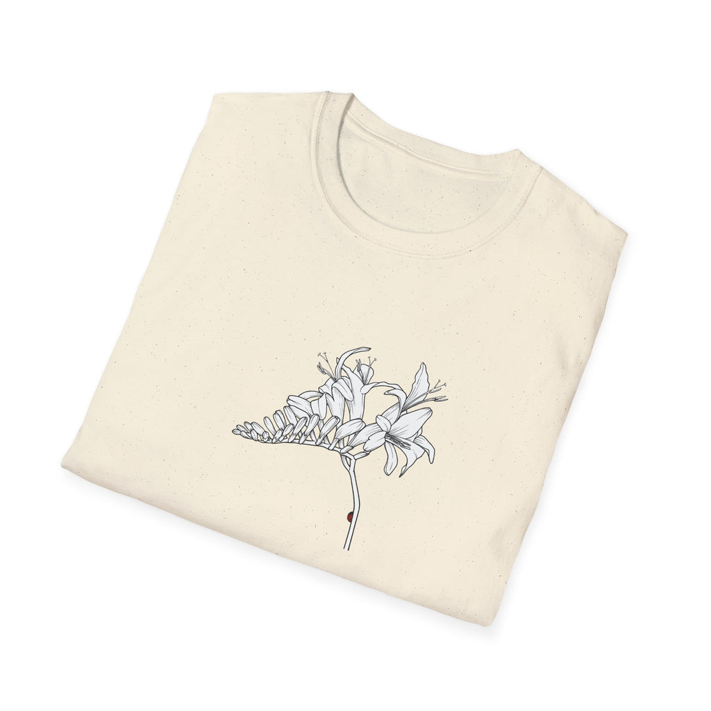 Lucifer Flower Sketch Unisex T‑Shirt — Minimalist Floral Line Art Tee