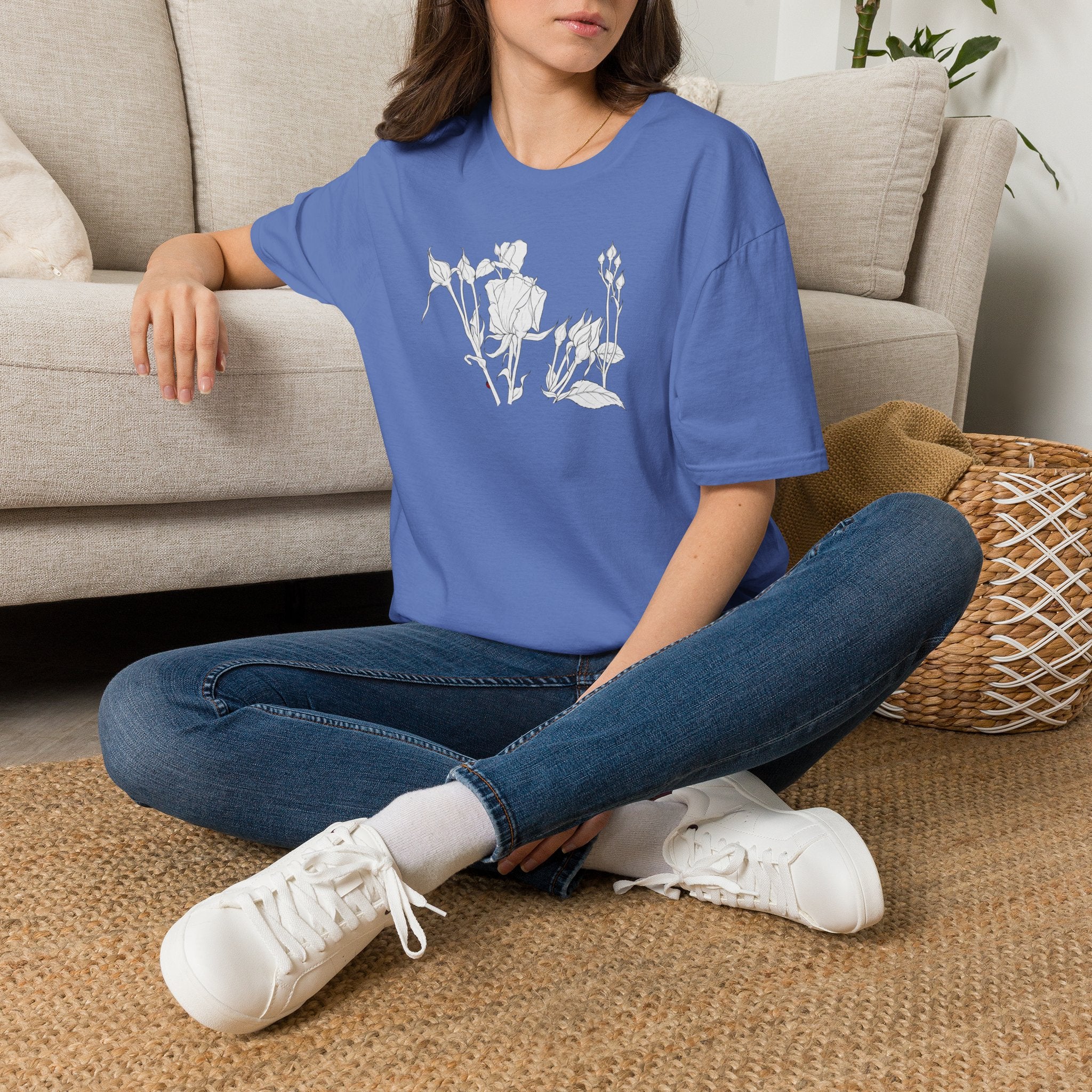 Roesbuds Sketch Unisex T‑Shirt — Minimalist Floral Line Art Tee