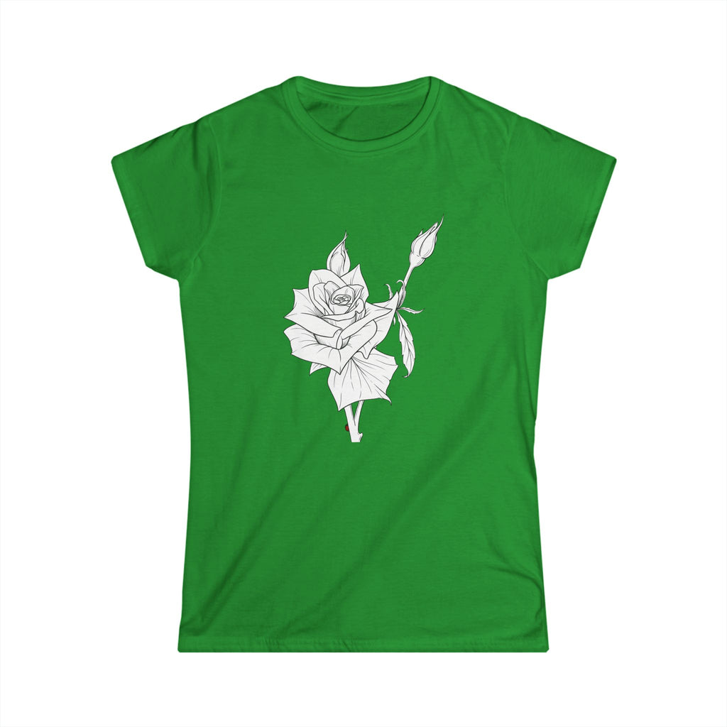 Rose Line Art Tee — Minimal Floral Women's T-Shirt