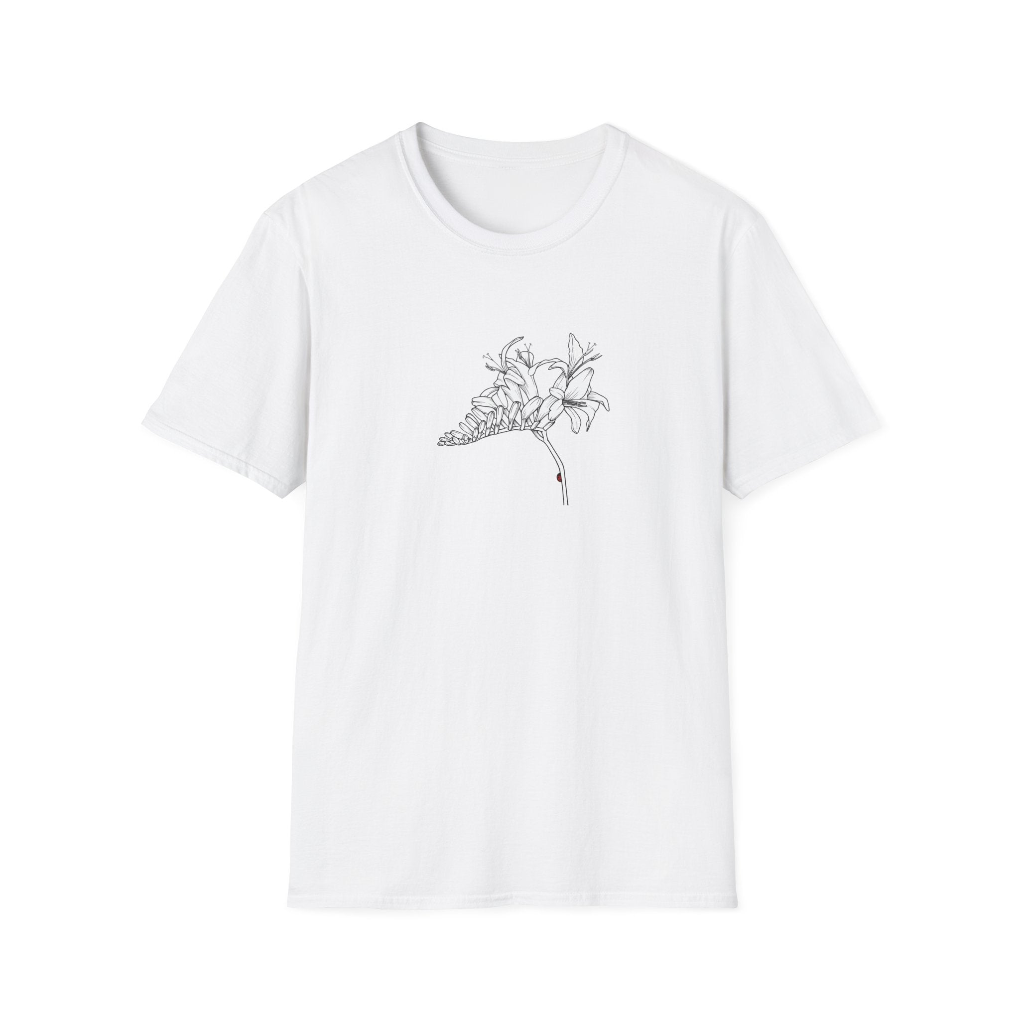 Lucifer Flower Sketch Unisex T‑Shirt — Minimalist Floral Line Art Tee