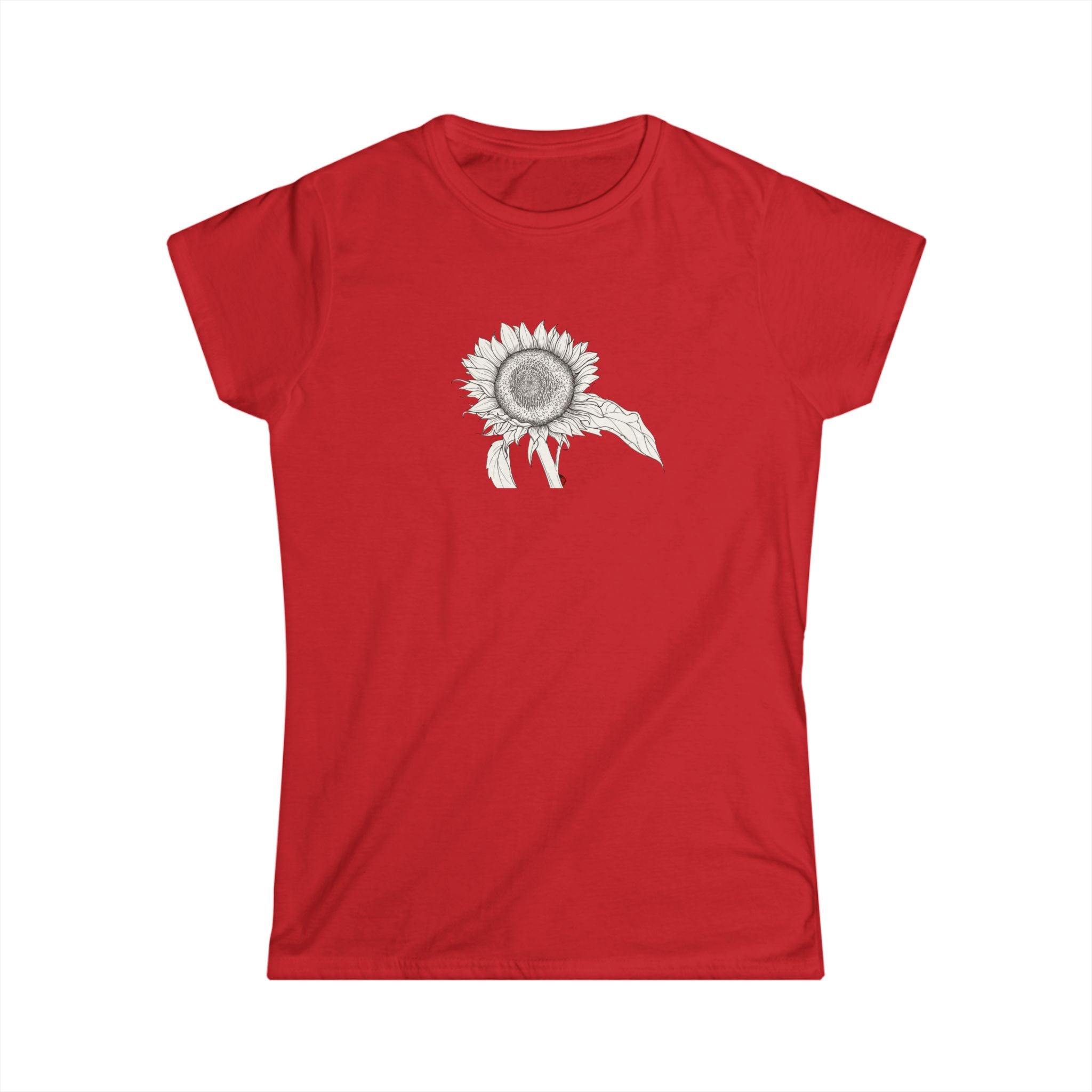 Sunflower Line Art Tee — Minimal Floral Women's T-Shirt