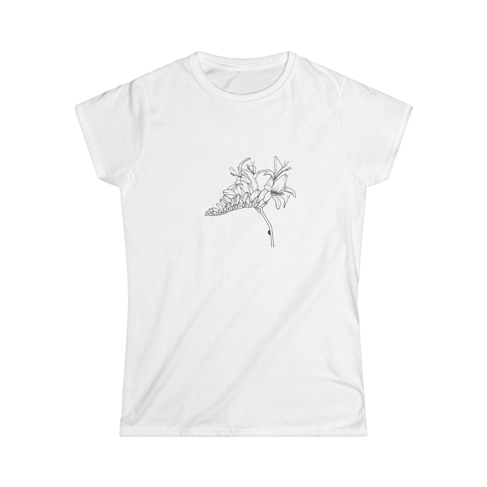 Lucifer Flower Line Art Tee — Minimal Floral Women's T-Shirt