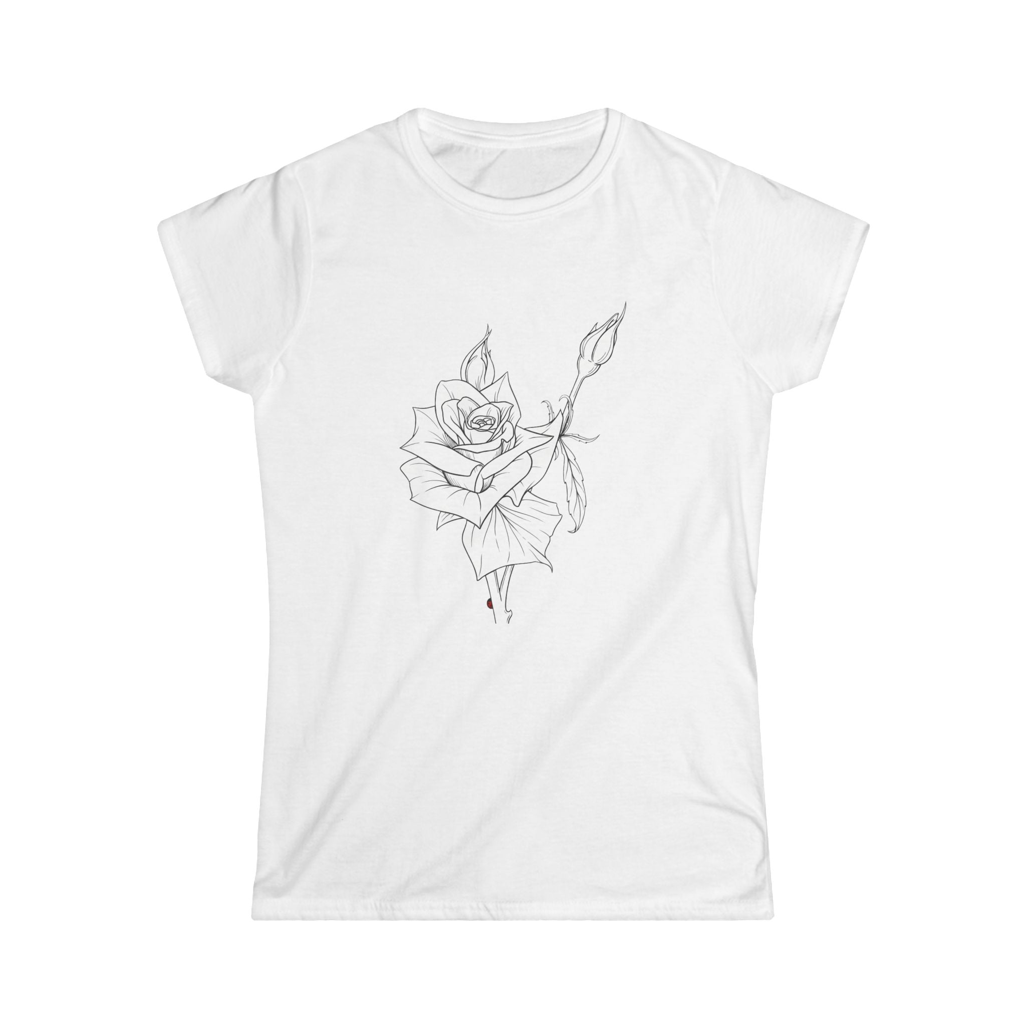 Rose Line Art Tee — Minimal Floral Women's T-Shirt
