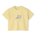 Lucifer Boxy Tee — Minimal Line Art Lucifer flower Graphic T-Shirt