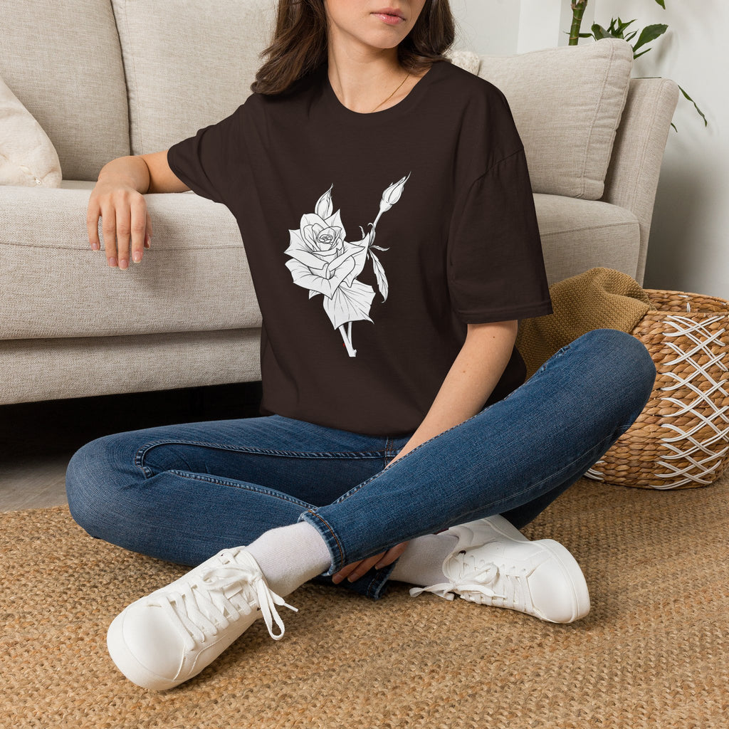 Rose Sketch Unisex T‑Shirt — Minimalist Floral Line Art Tee