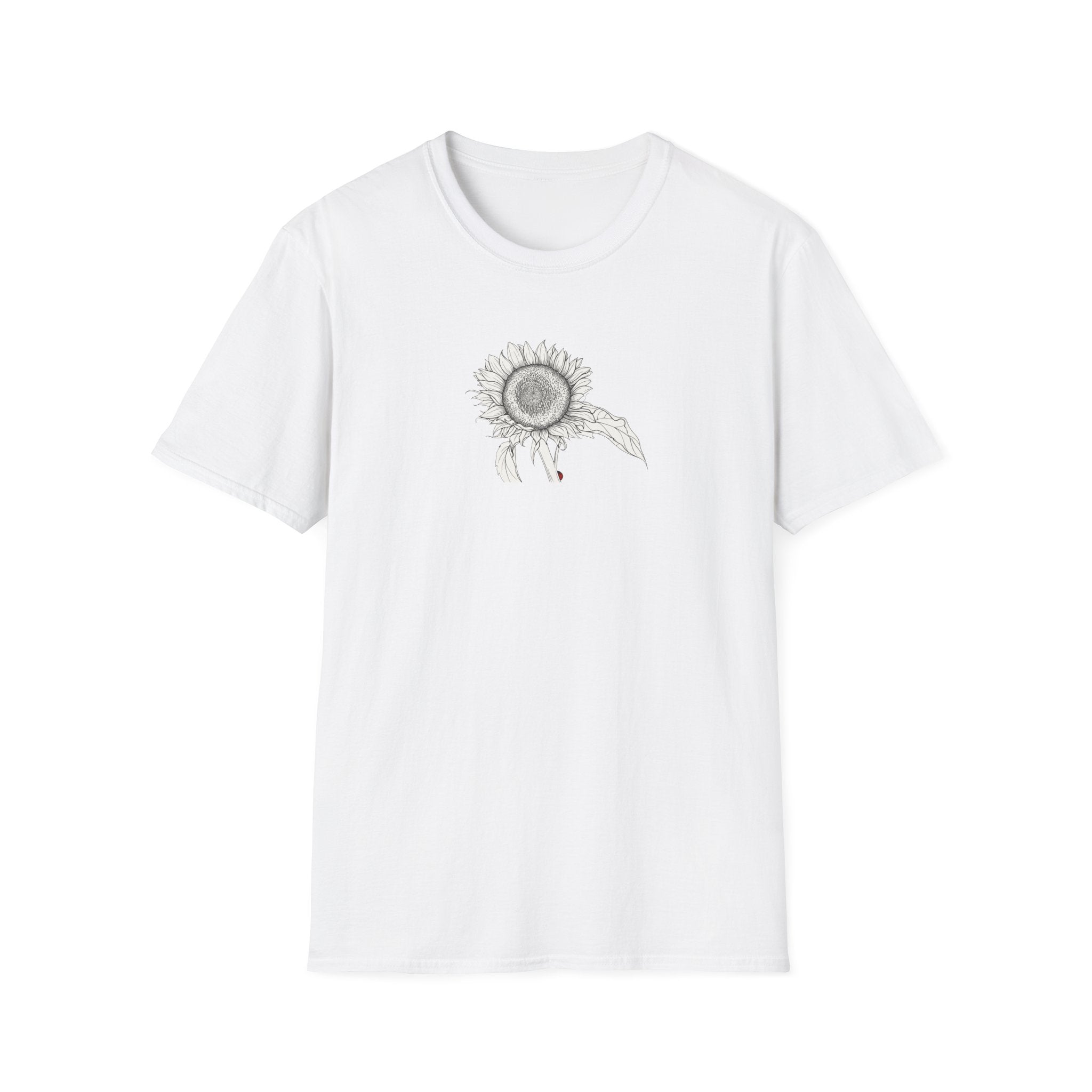 Sunflower Sketch Unisex T‑Shirt — Minimalist Floral Line Art Tee