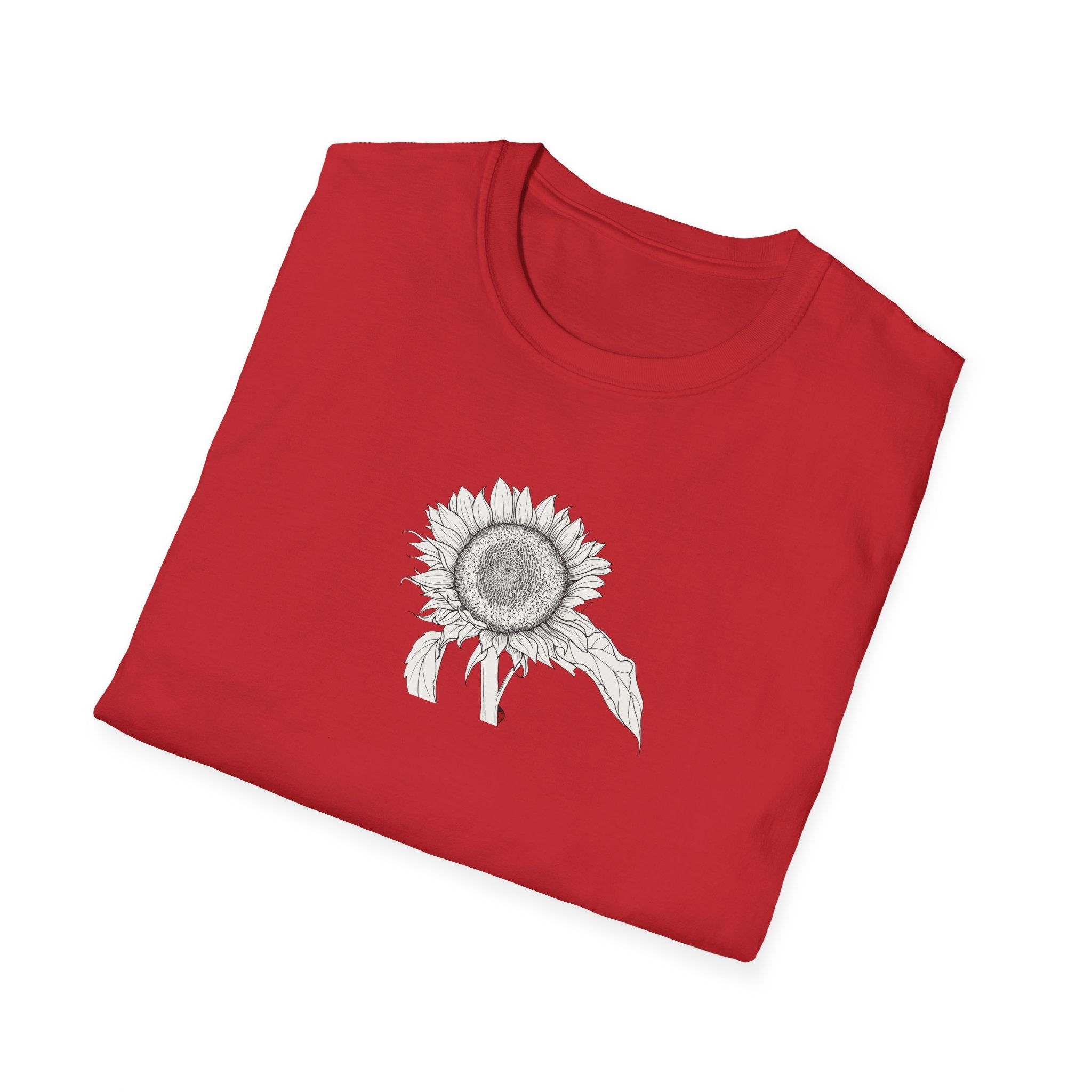 Sunflower Sketch Unisex T‑Shirt — Minimalist Floral Line Art Tee