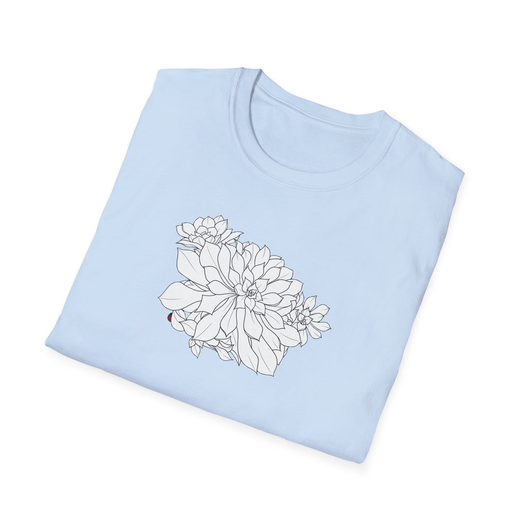 Succulent Sketch Unisex T‑Shirt — Minimalist Floral Line Art Tee