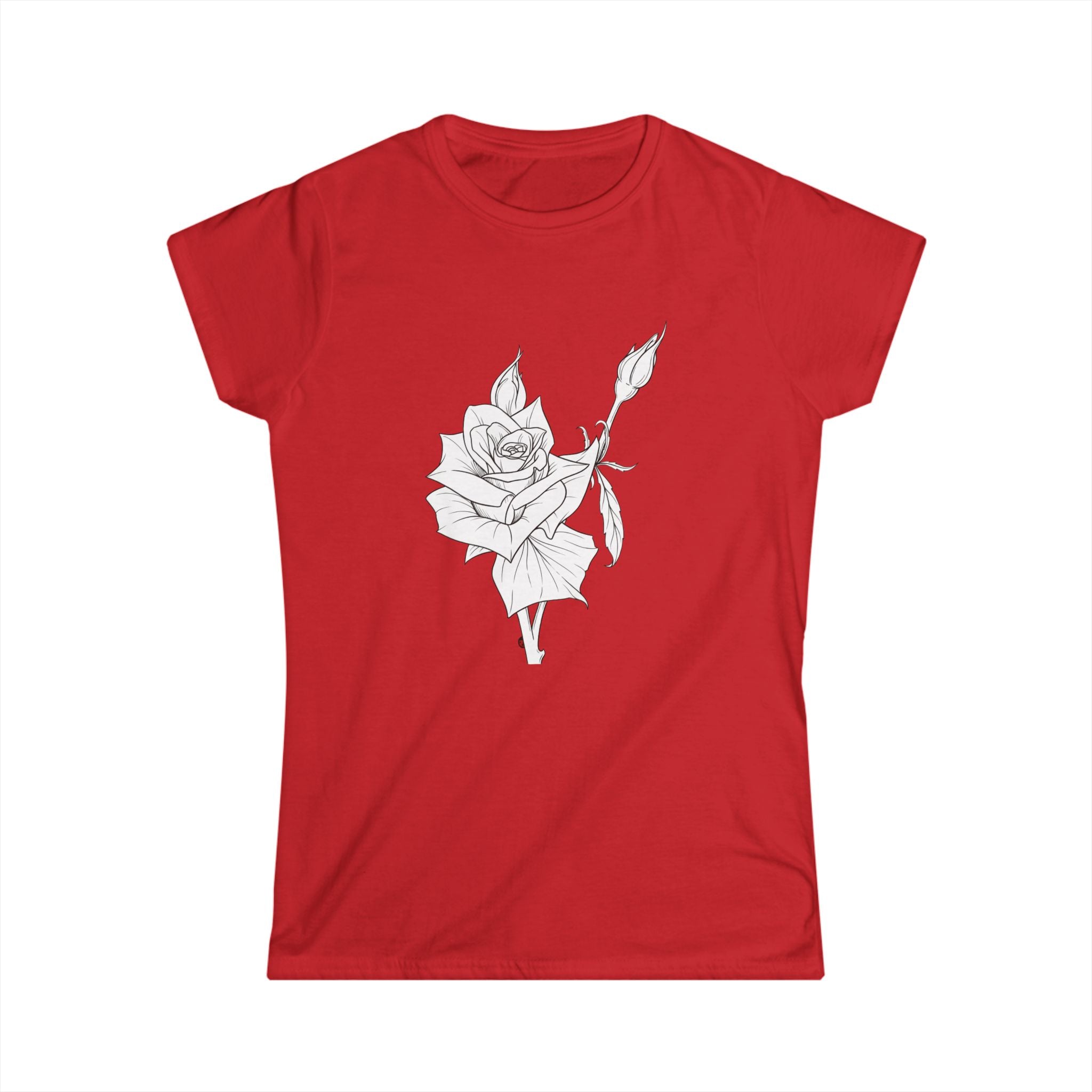 Rose Line Art Tee — Minimal Floral Women's T-Shirt