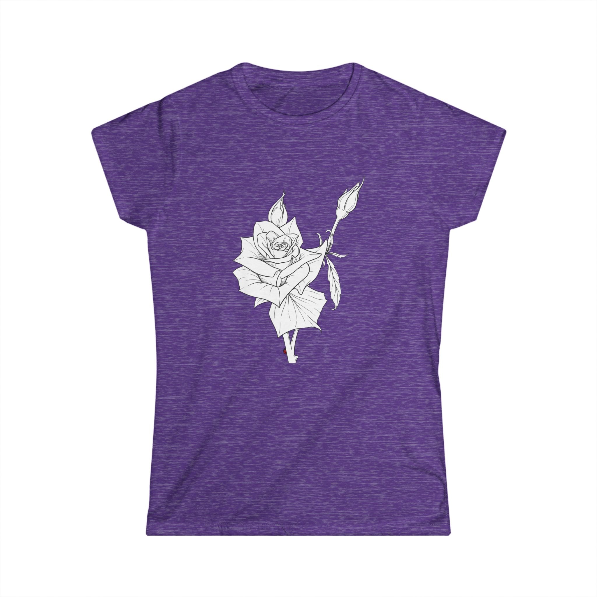 Rose Line Art Tee — Minimal Floral Women's T-Shirt