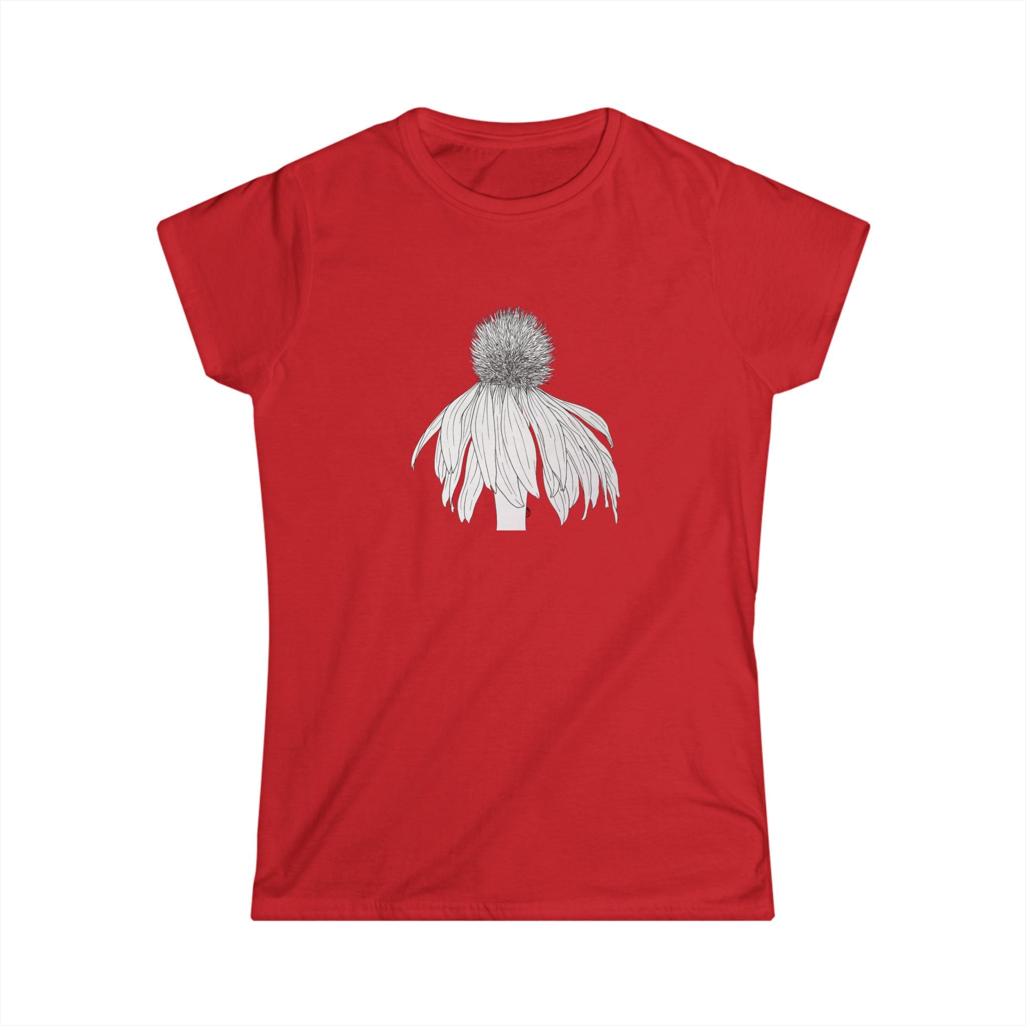 Coneflower Line Art Tee — Minimal Floral Women's T-Shirt