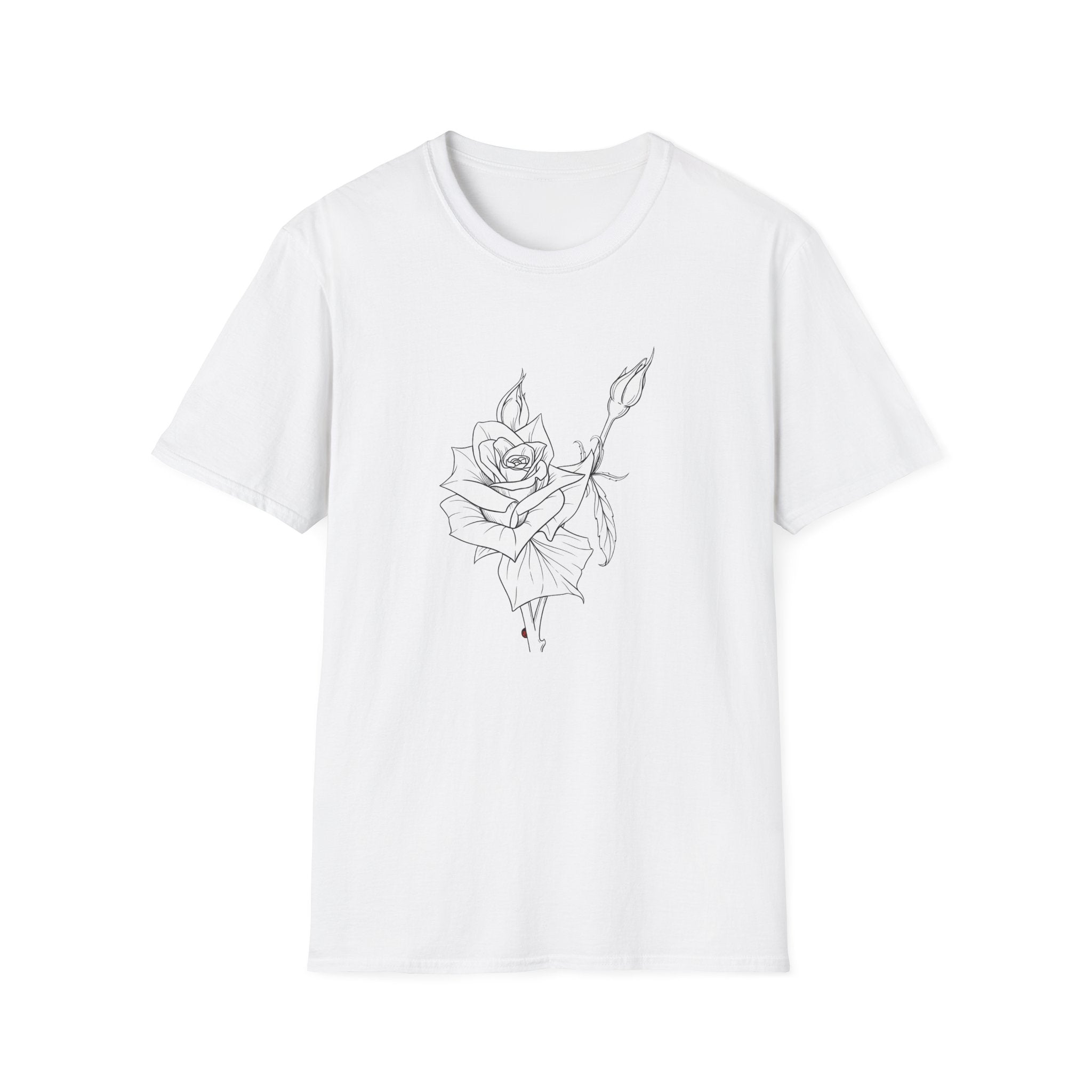 Rose Sketch Unisex T‑Shirt — Minimalist Floral Line Art Tee