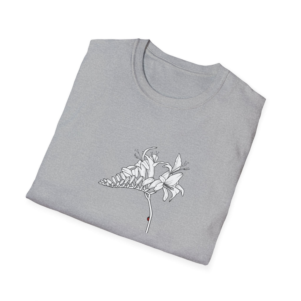 Lucifer Flower Sketch Unisex T‑Shirt — Minimalist Floral Line Art Tee