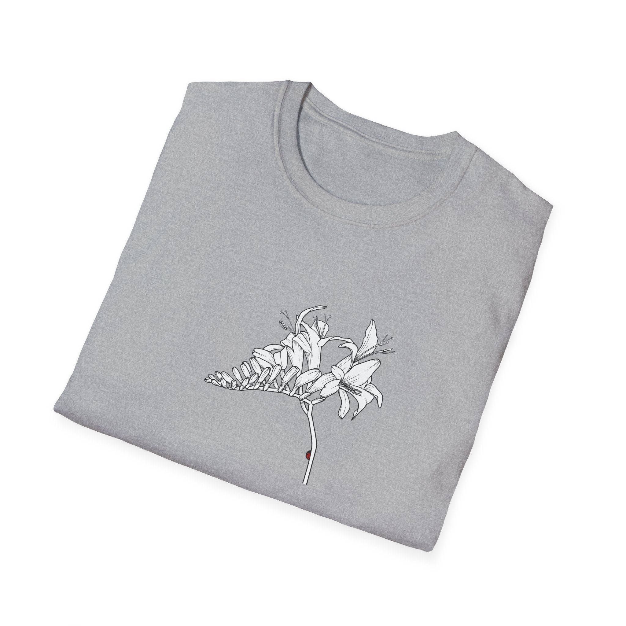 Lucifer Flower Sketch Unisex T‑Shirt — Minimalist Floral Line Art Tee