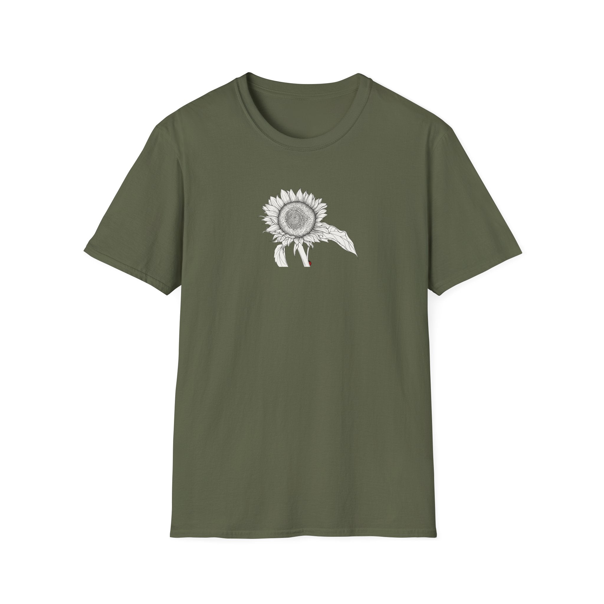 Sunflower Sketch Unisex T‑Shirt — Minimalist Floral Line Art Tee