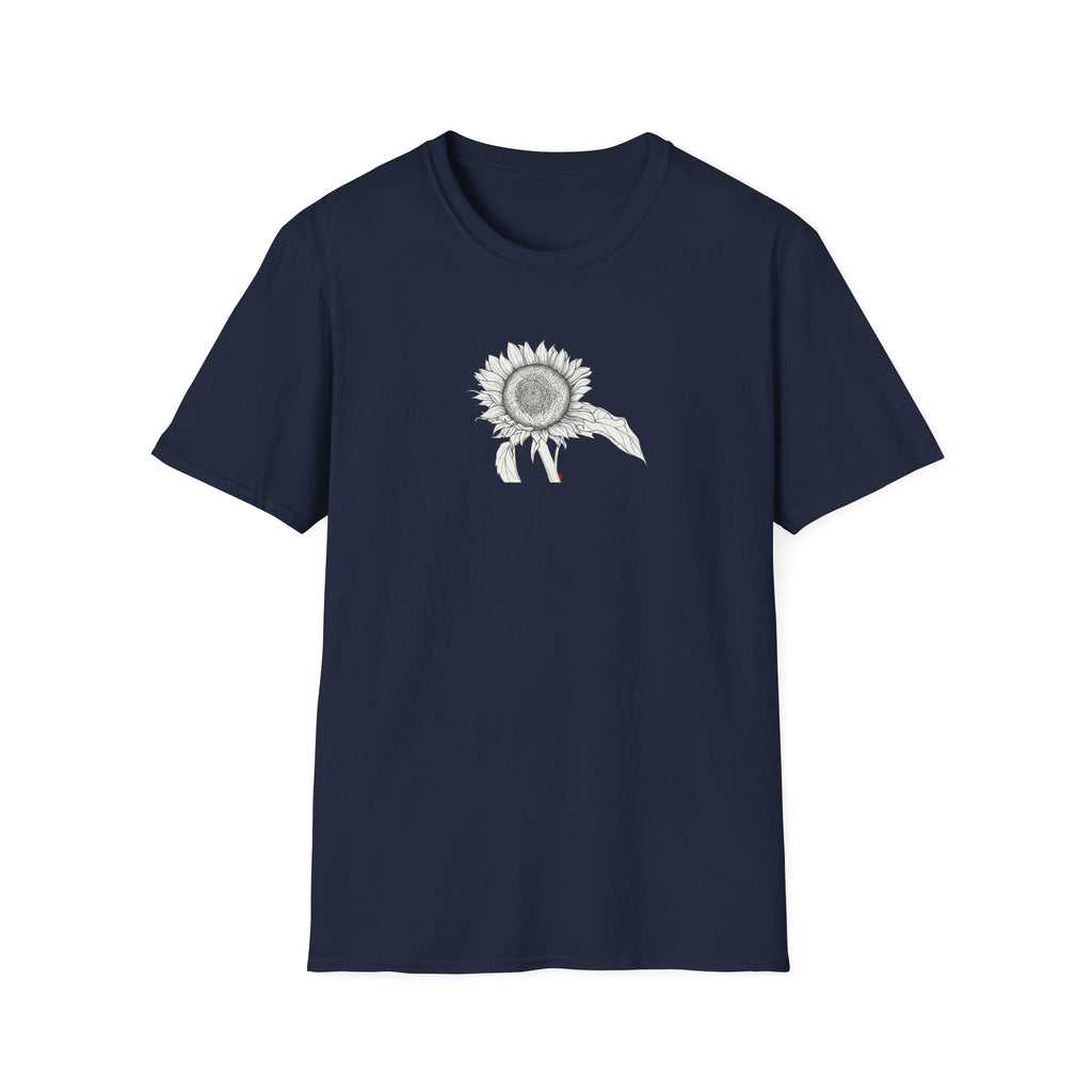 Sunflower Sketch Unisex T‑Shirt — Minimalist Floral Line Art Tee