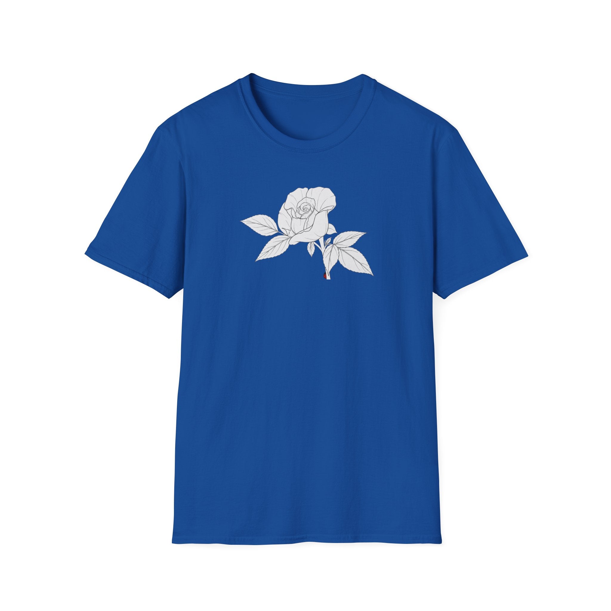 Rose with leaves Sketch Unisex T‑Shirt — Minimalist Floral Line Art Tee
