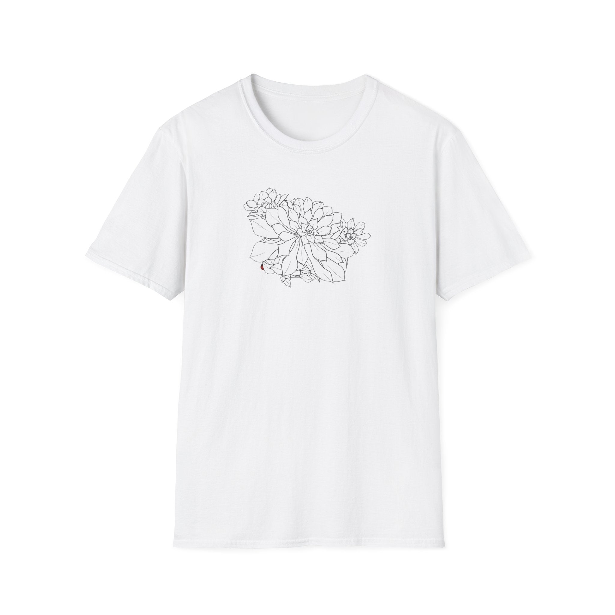 Succulent Sketch Unisex T‑Shirt — Minimalist Floral Line Art Tee
