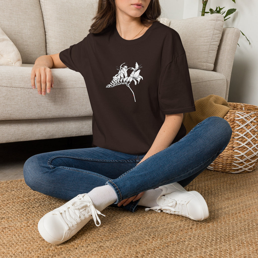 Lucifer Flower Sketch Unisex T‑Shirt — Minimalist Floral Line Art Tee