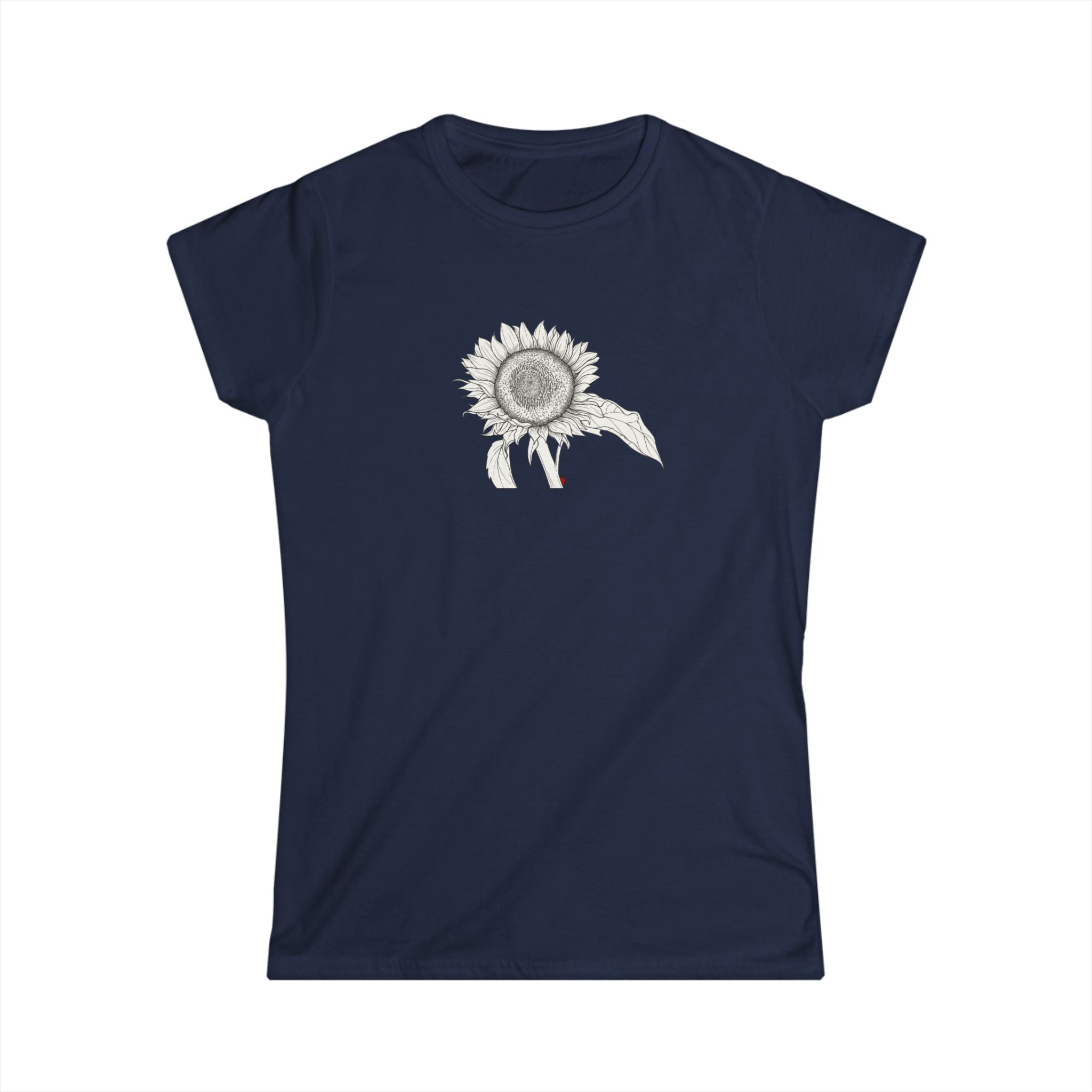 Sunflower Line Art Tee — Minimal Floral Women's T-Shirt