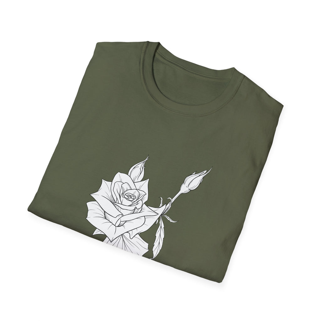 Rose Sketch Unisex T‑Shirt — Minimalist Floral Line Art Tee