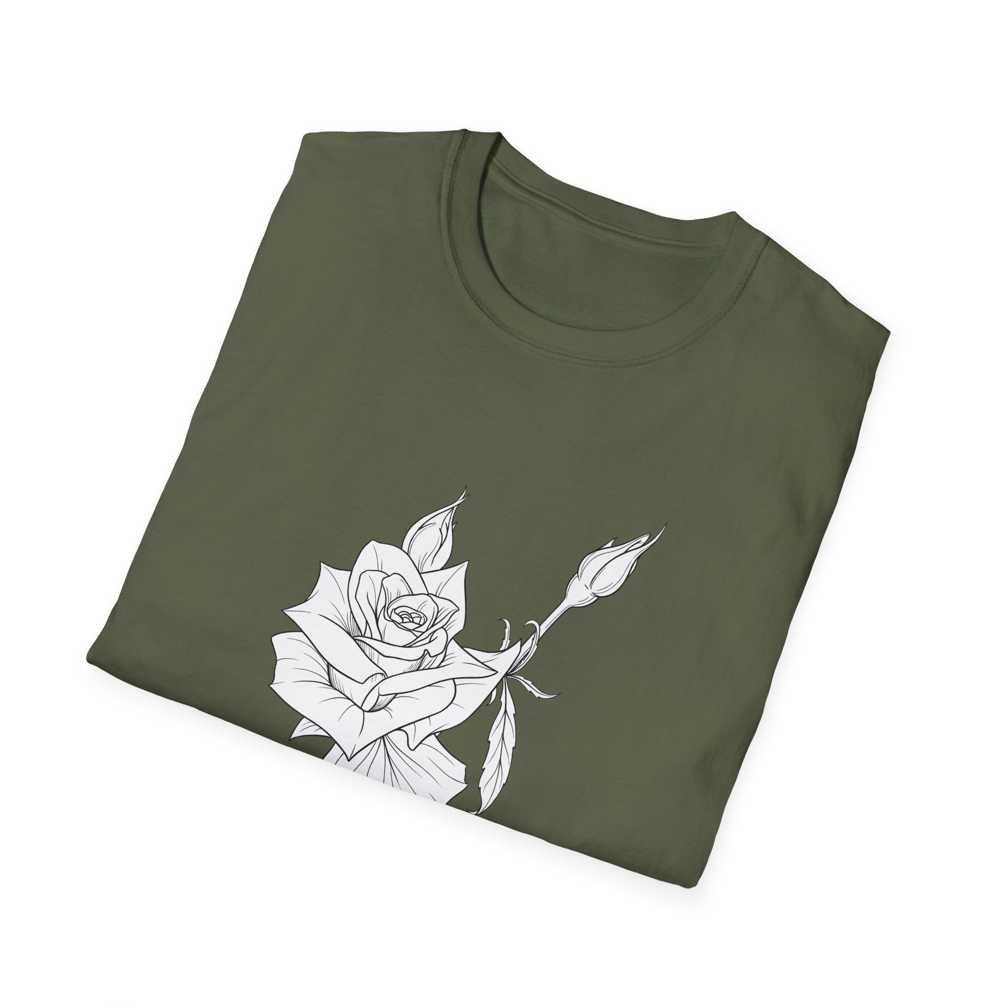Rose Sketch Unisex T‑Shirt — Minimalist Floral Line Art Tee