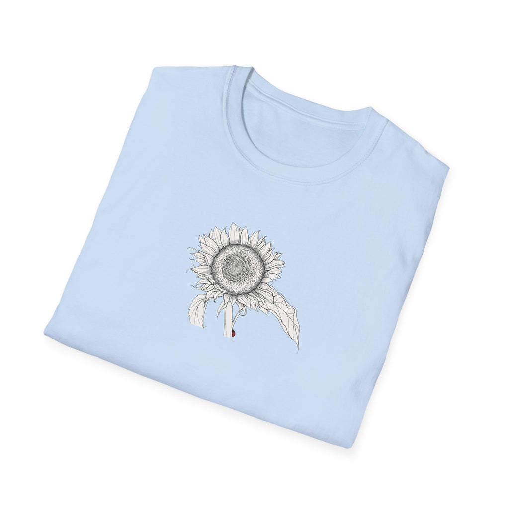 Sunflower Sketch Unisex T‑Shirt — Minimalist Floral Line Art Tee