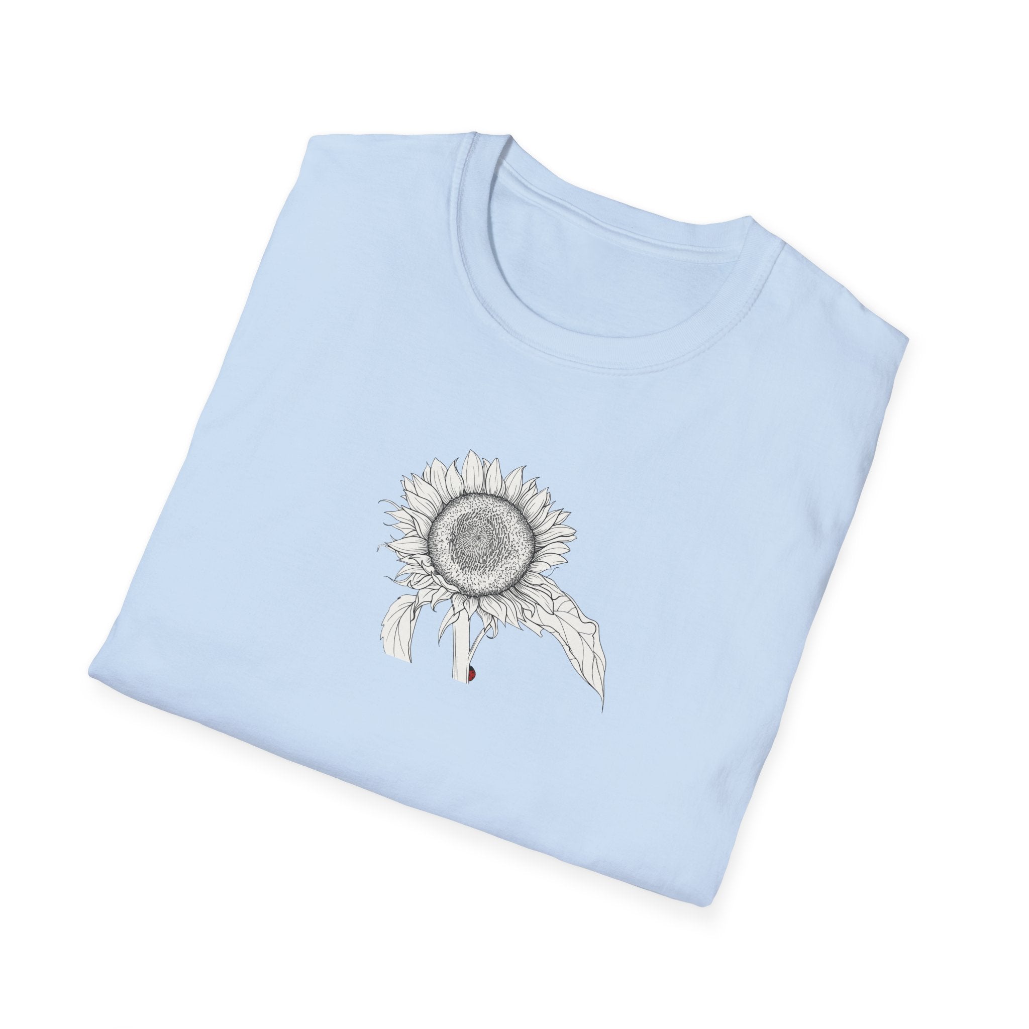 Sunflower Sketch Unisex T‑Shirt — Minimalist Floral Line Art Tee