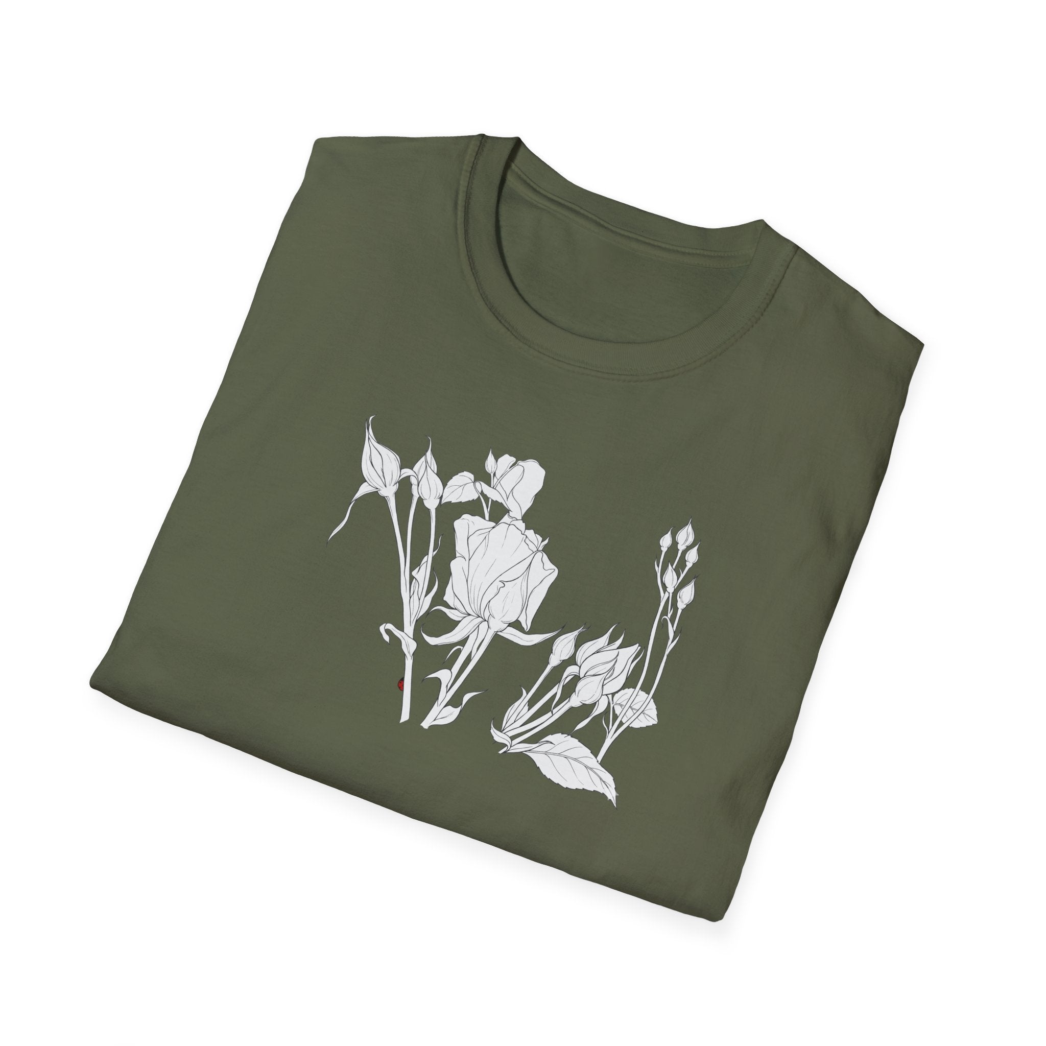 Roesbuds Sketch Unisex T‑Shirt — Minimalist Floral Line Art Tee