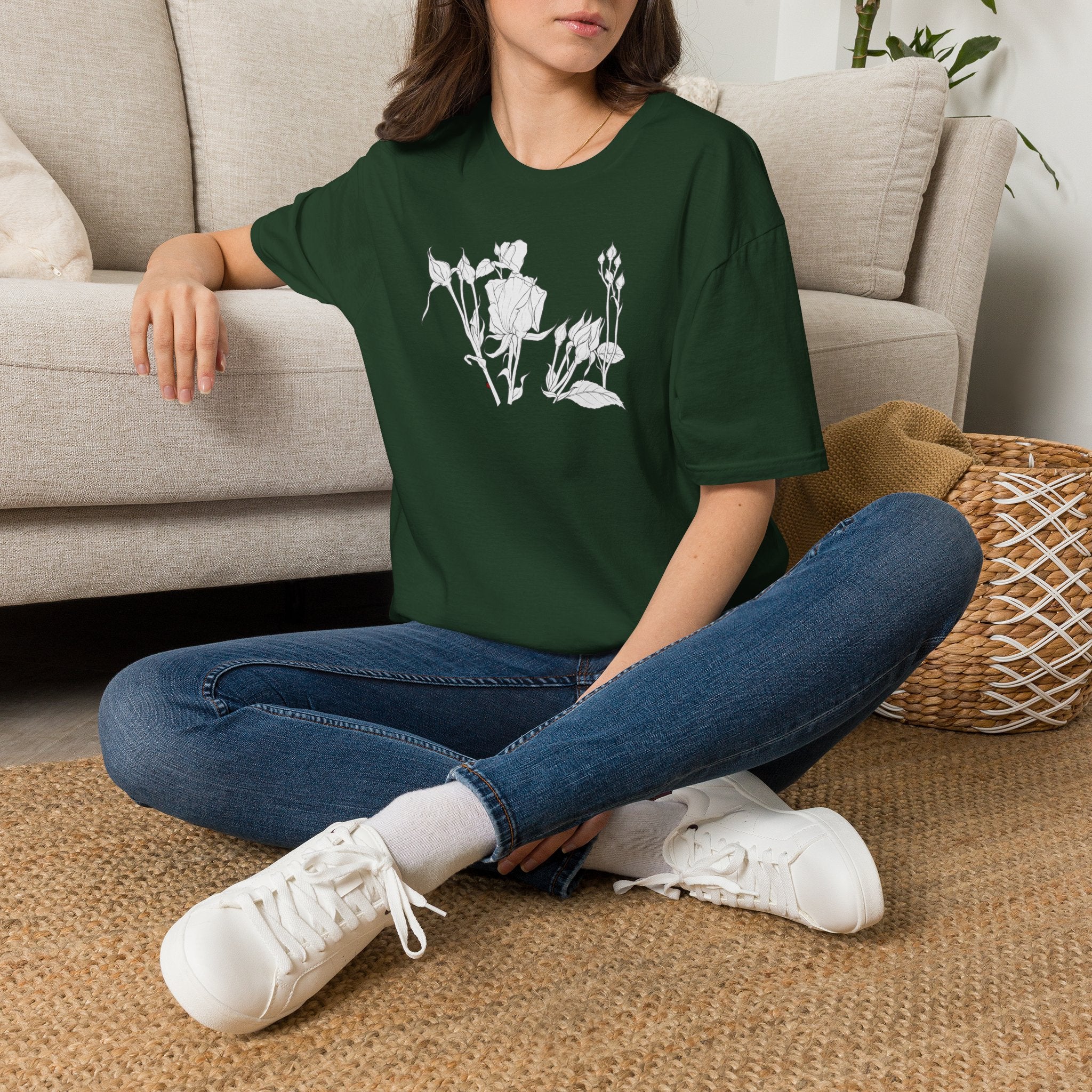 Roesbuds Sketch Unisex T‑Shirt — Minimalist Floral Line Art Tee
