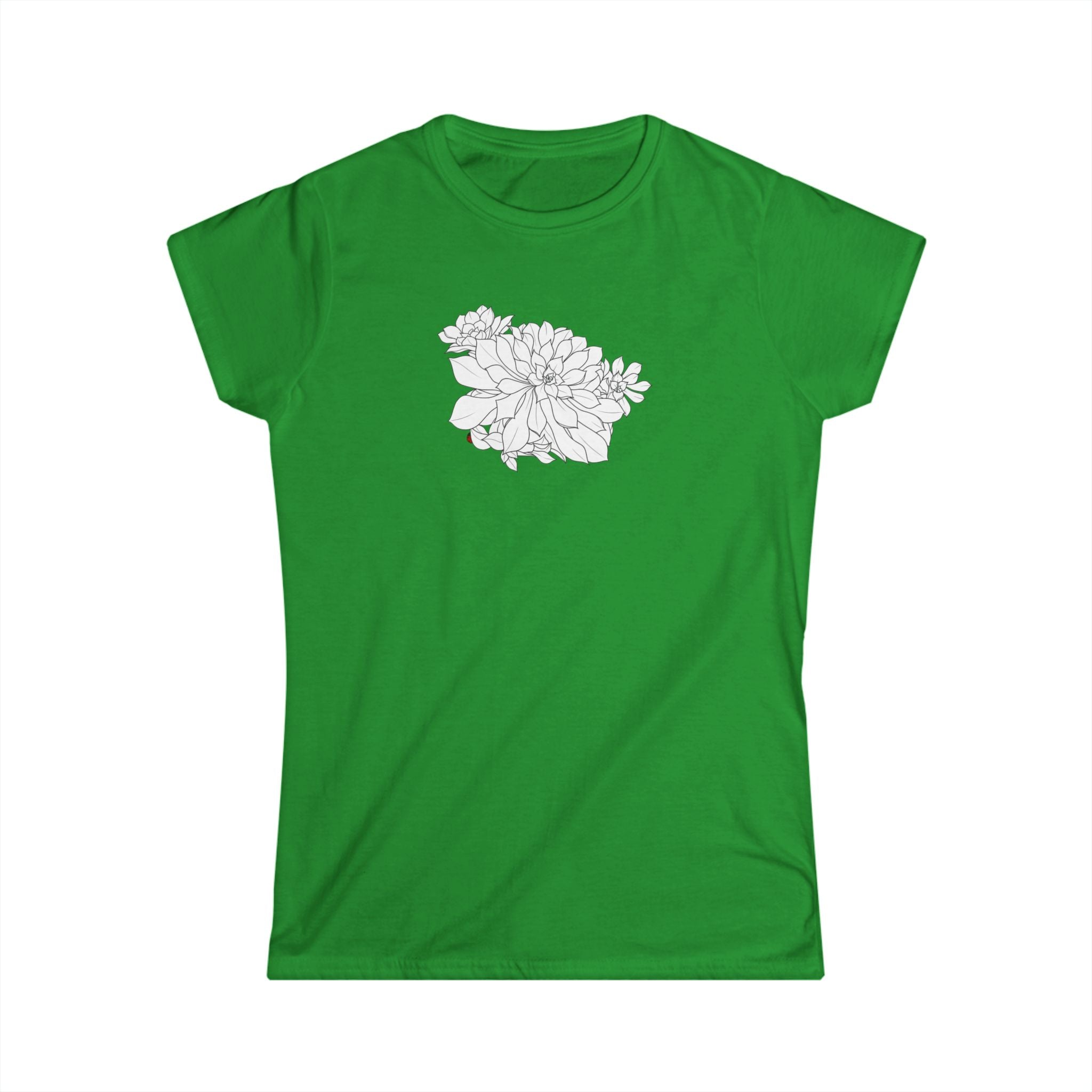 Succulent Line Art Tee — Minimal Floral Women's T-Shirt