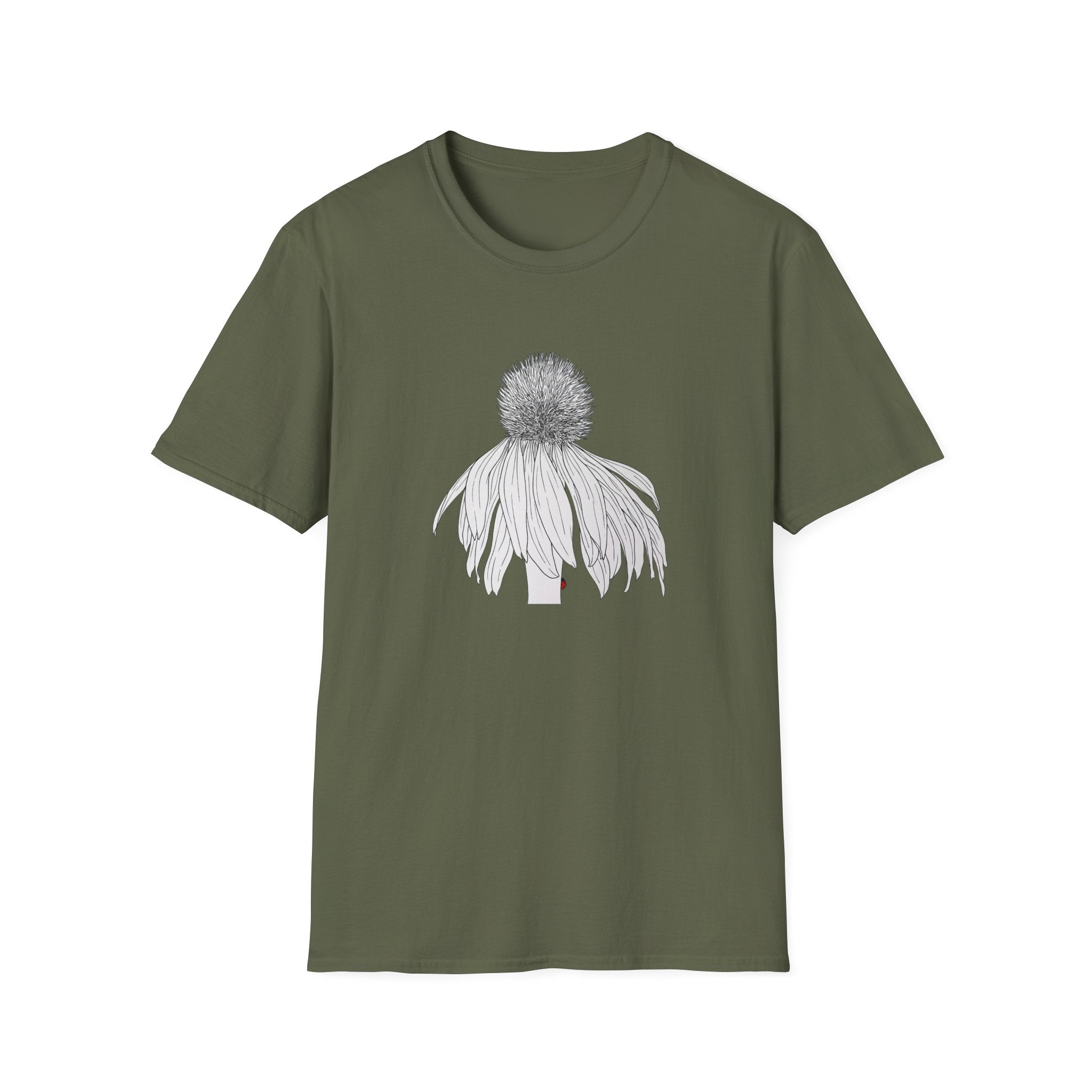 Coneflower Sketch Unisex T‑Shirt — Minimalist Floral Line Art Tee