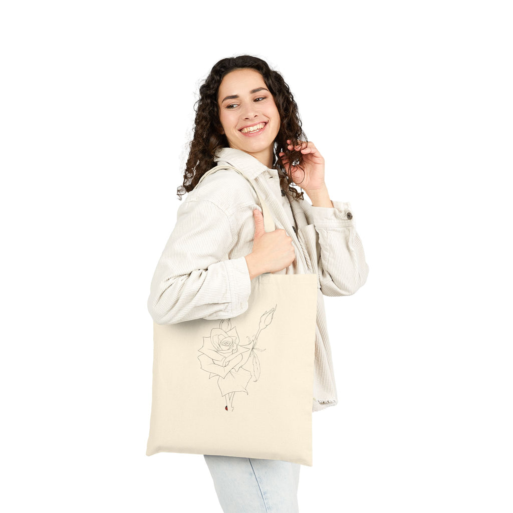 Canvas Tote Bag — Minimal Botanical Floral Sketch Tote